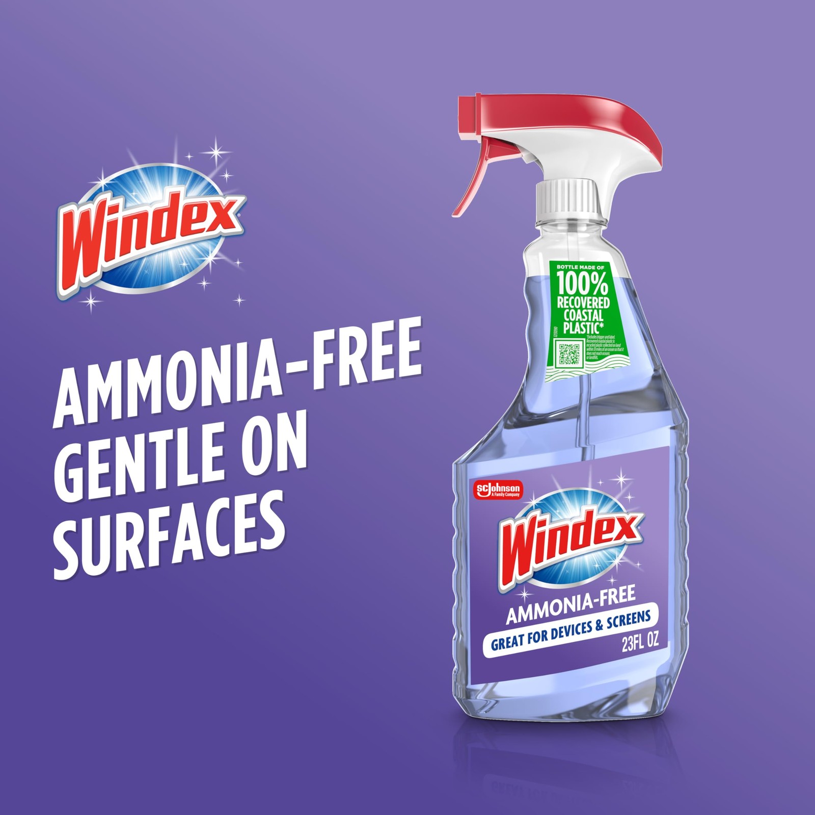 Windex Glass and Window Cleaner Spray Bottle, Ammonia Free, Packaging Designed t