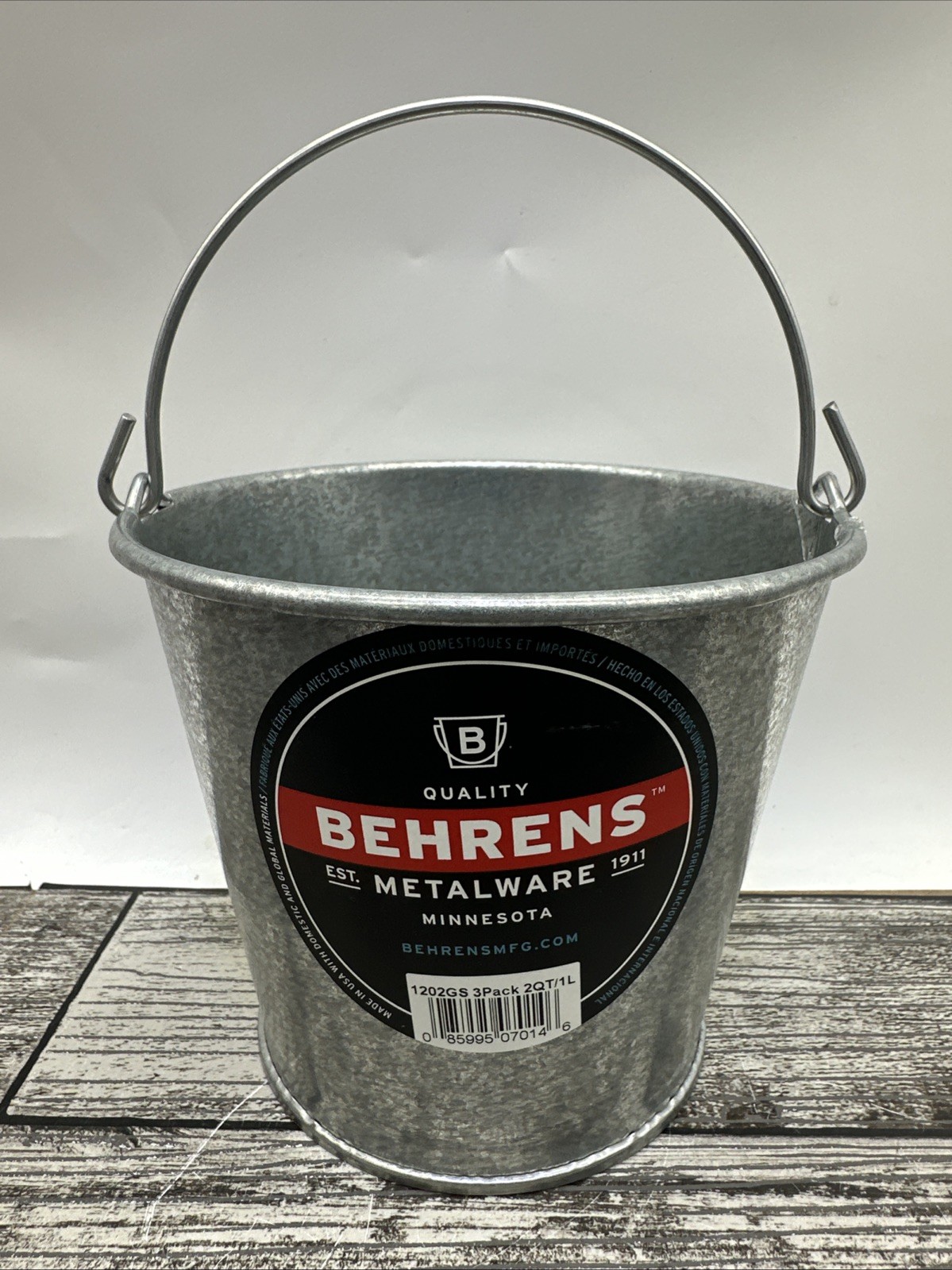 Behrens 2 Qt. Hot-Dipped Steel Pail With Handle Behrens Made In USA 1 L ￼￼