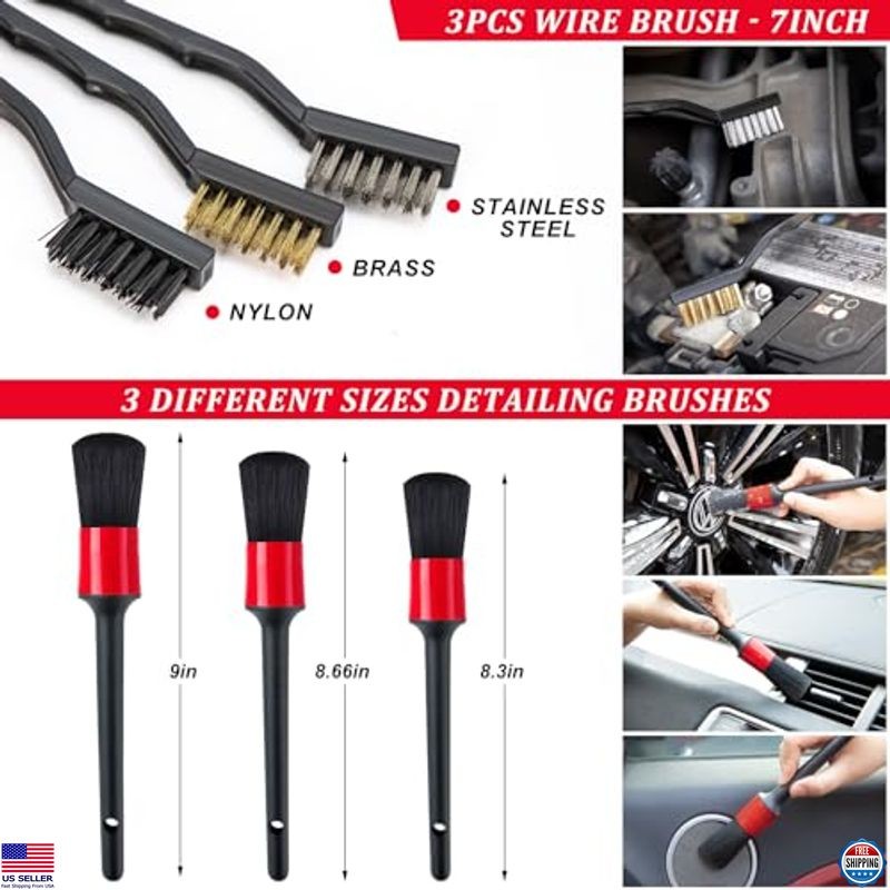 16Pcs Car Wash Kit Foam Gun Brushes Towels Interior Exterior Detailing Set