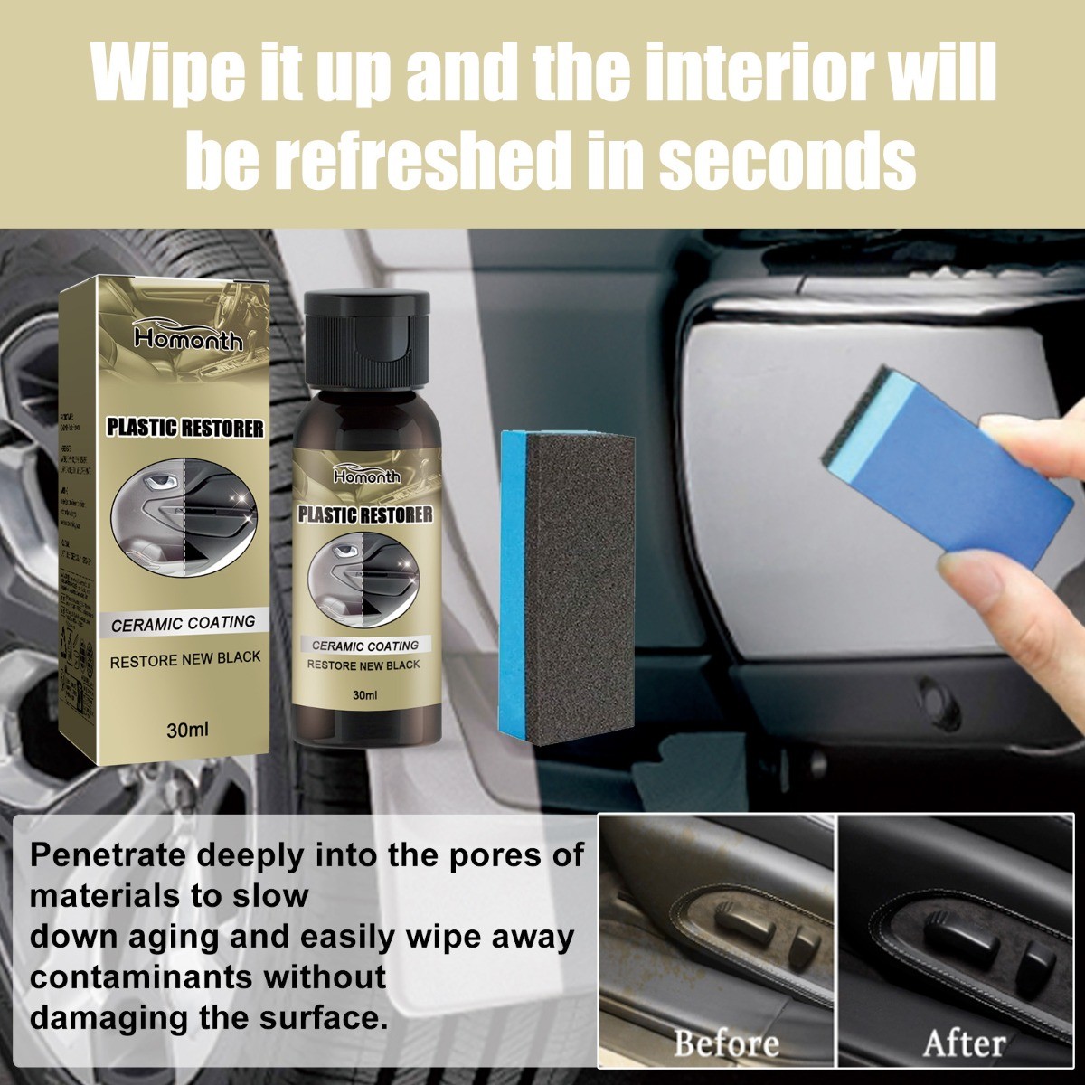 Car Plastic Restorer Cleaner Dashboard Interior Shine UV Protection Renew