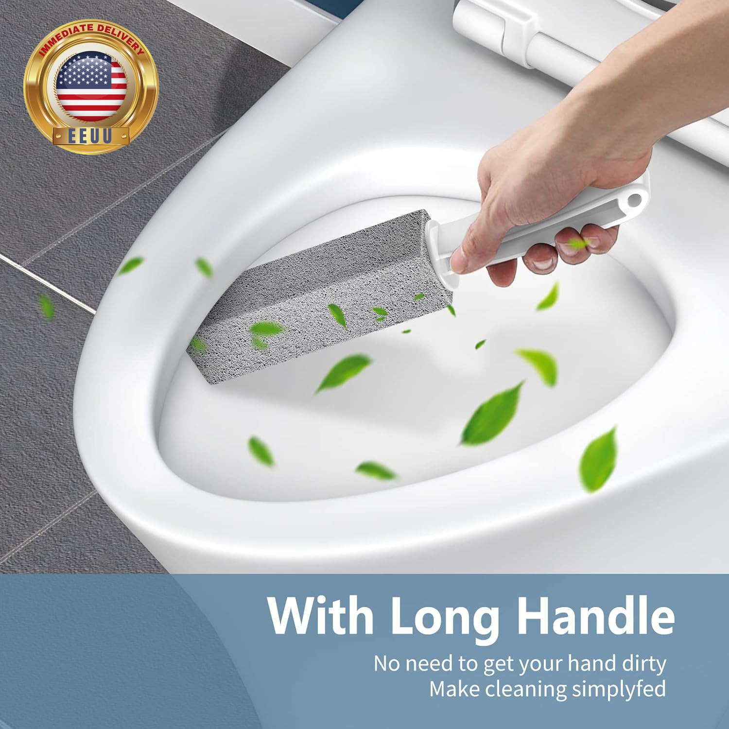 Toilet Bowl Cleaner Pumice Stone -Hard Water Stain Remover with Ergonomic Handle