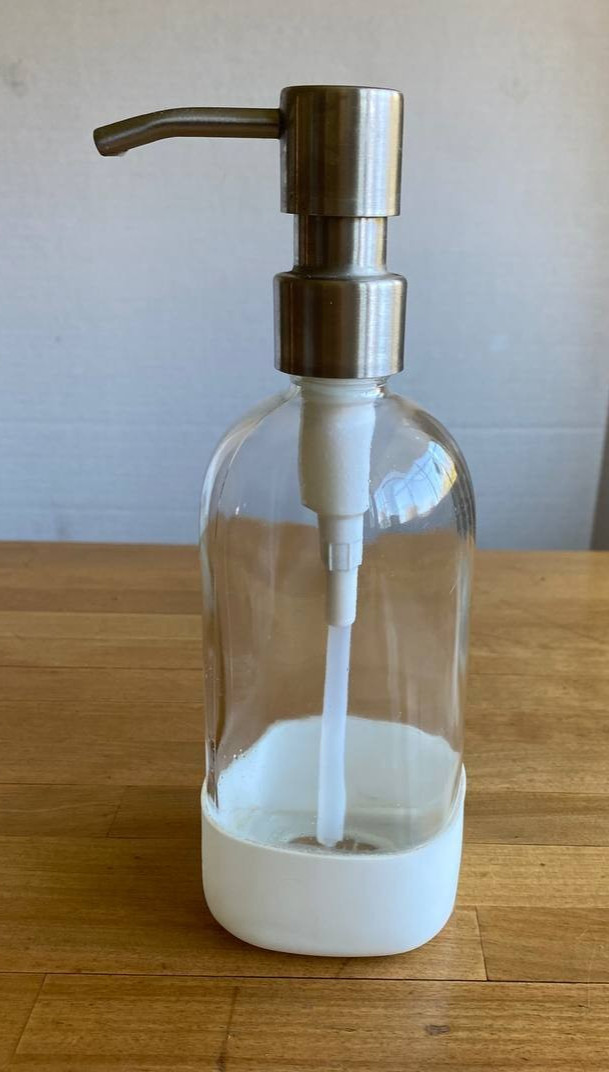 Grove Co Reusable Glass Pump Spray Bottle Clear Bottle White Silicone Sleeve
