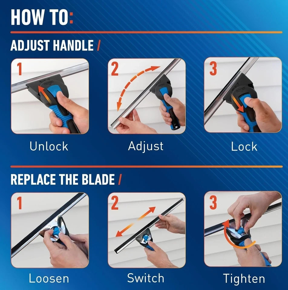 18-inch Professional Grip Swivel Squeegee – Professional Grade Window Squeege…