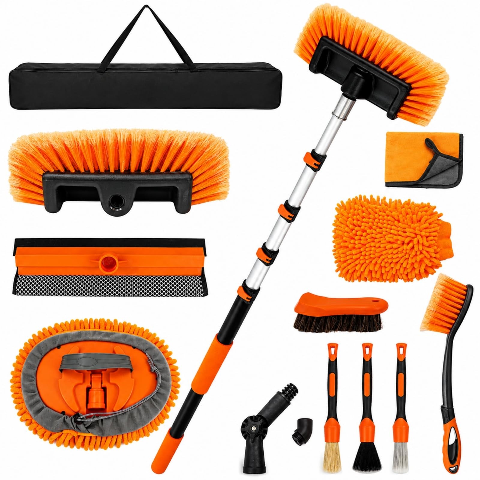 12FT Car Wash Brush with Long Handle Extension Pole Soft Bristle Car Cleaning…