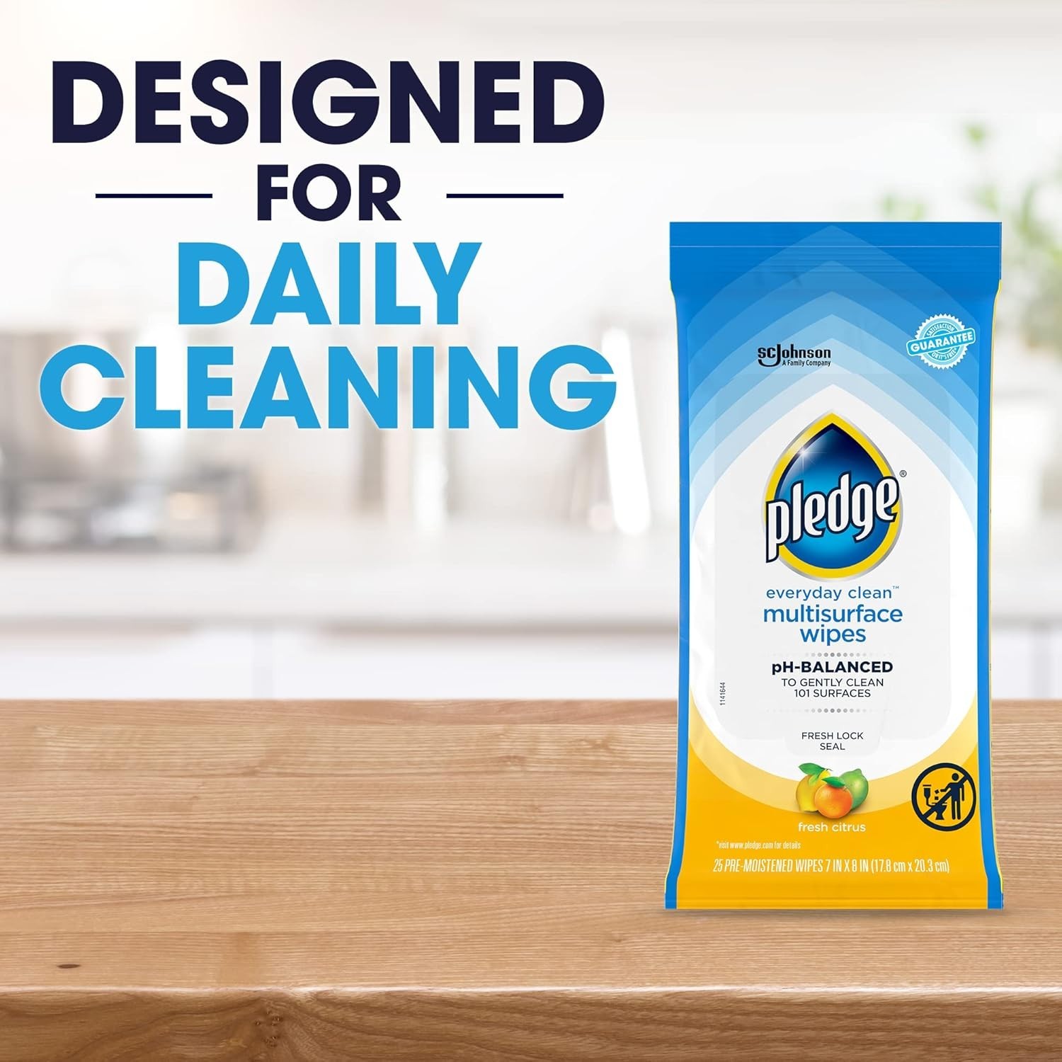 Fresh Citrus Scented pH Balanced Cleaning Wipes for 101 Surfaces – 25 Count