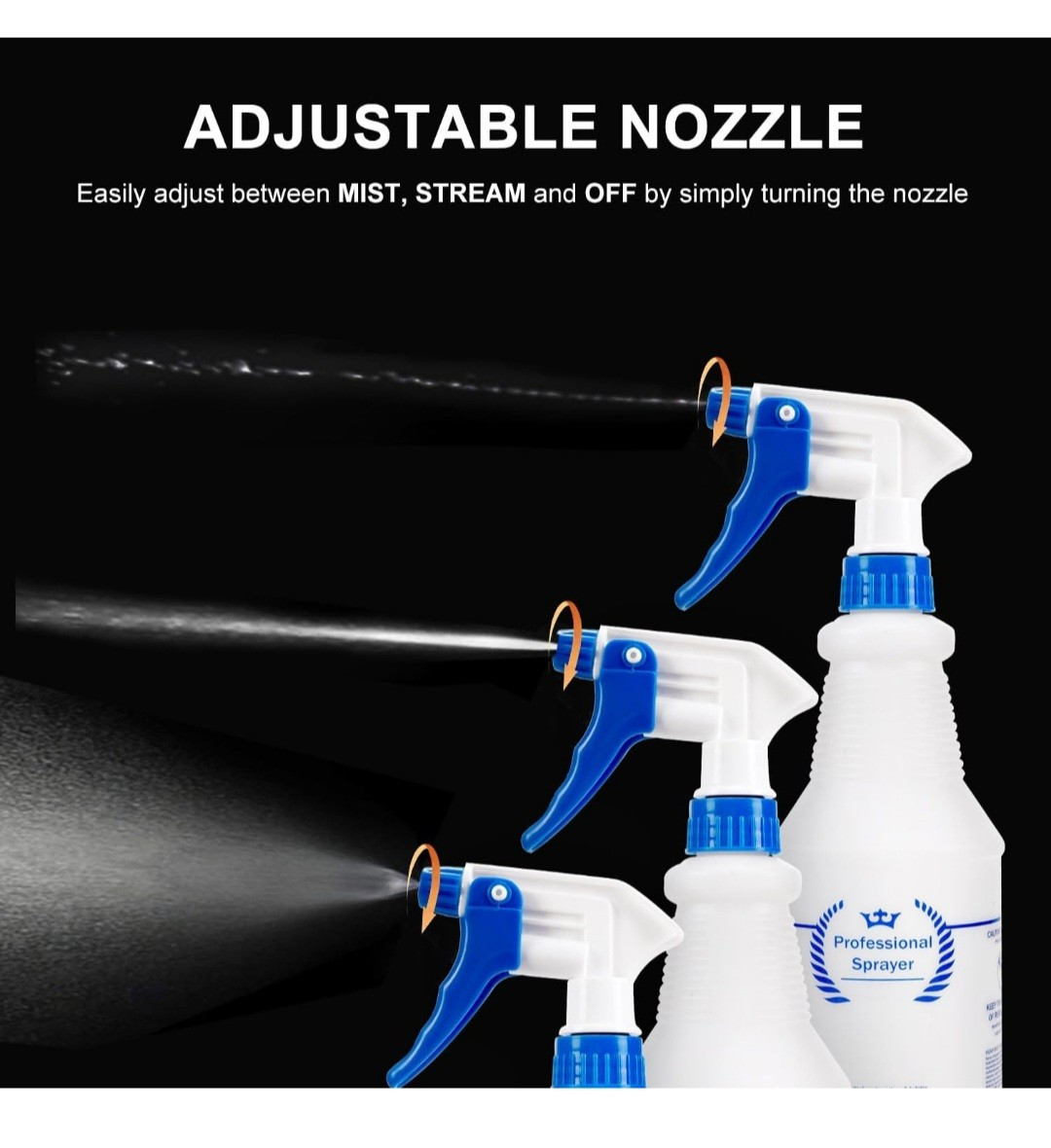 Plastic Spray Bottles 4 Pack 24 Oz All-Purpose Sprayer for Cleaning Solutions…