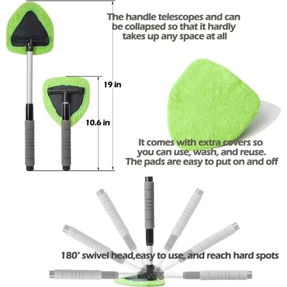15x Windshield Cleaner Wand – Microfiber Anti-Fog Tool for Car Windows