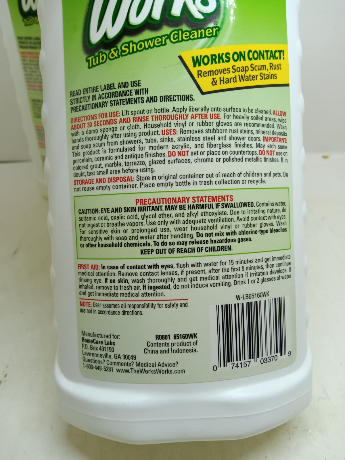 2x The Works Tub & Shower Cleaner 16 fl oz Hard Water Rust