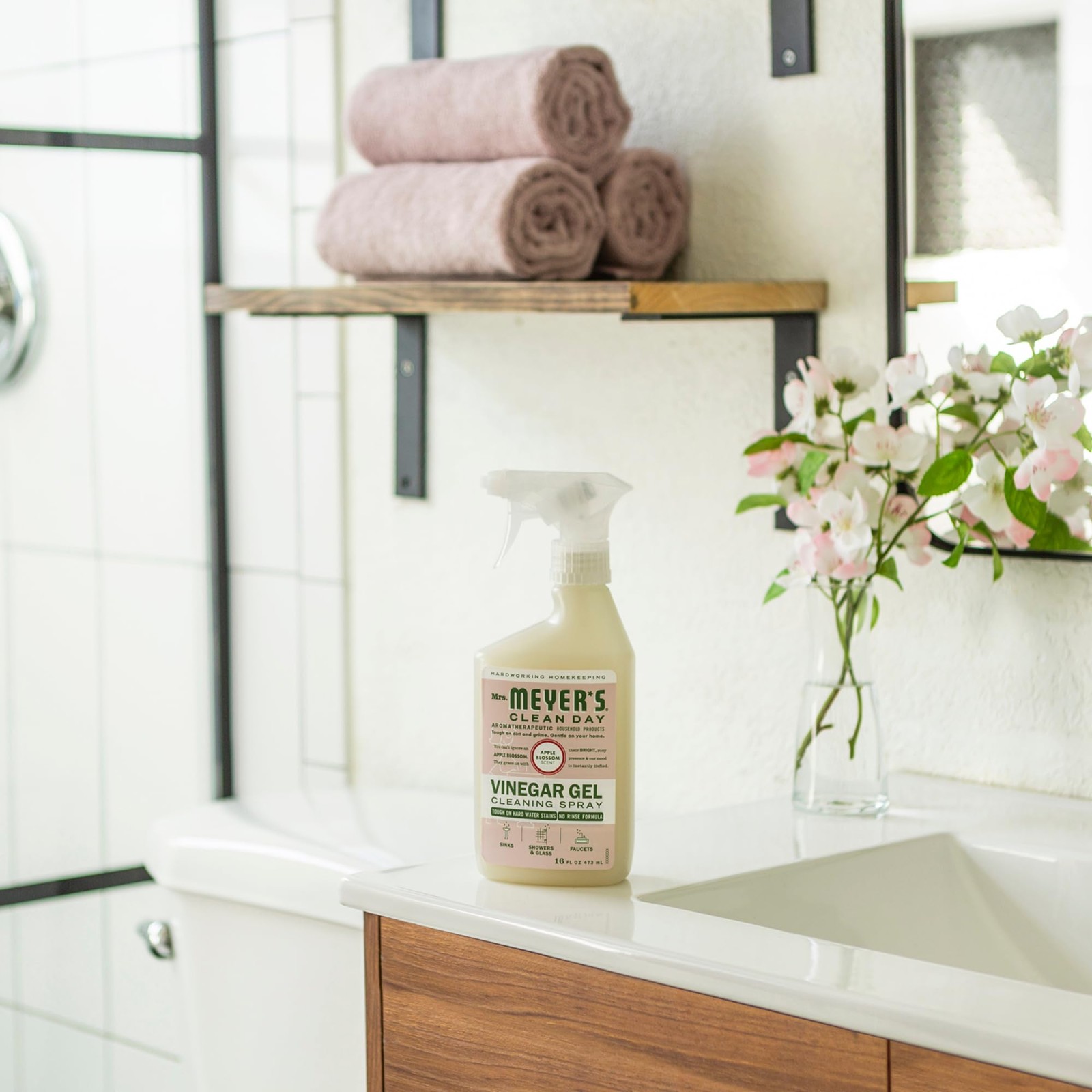 CLEAN DAY Vinegar Gel Cleaning Spray, Bathroom Use, NoRinse Formula, Apple Bl…