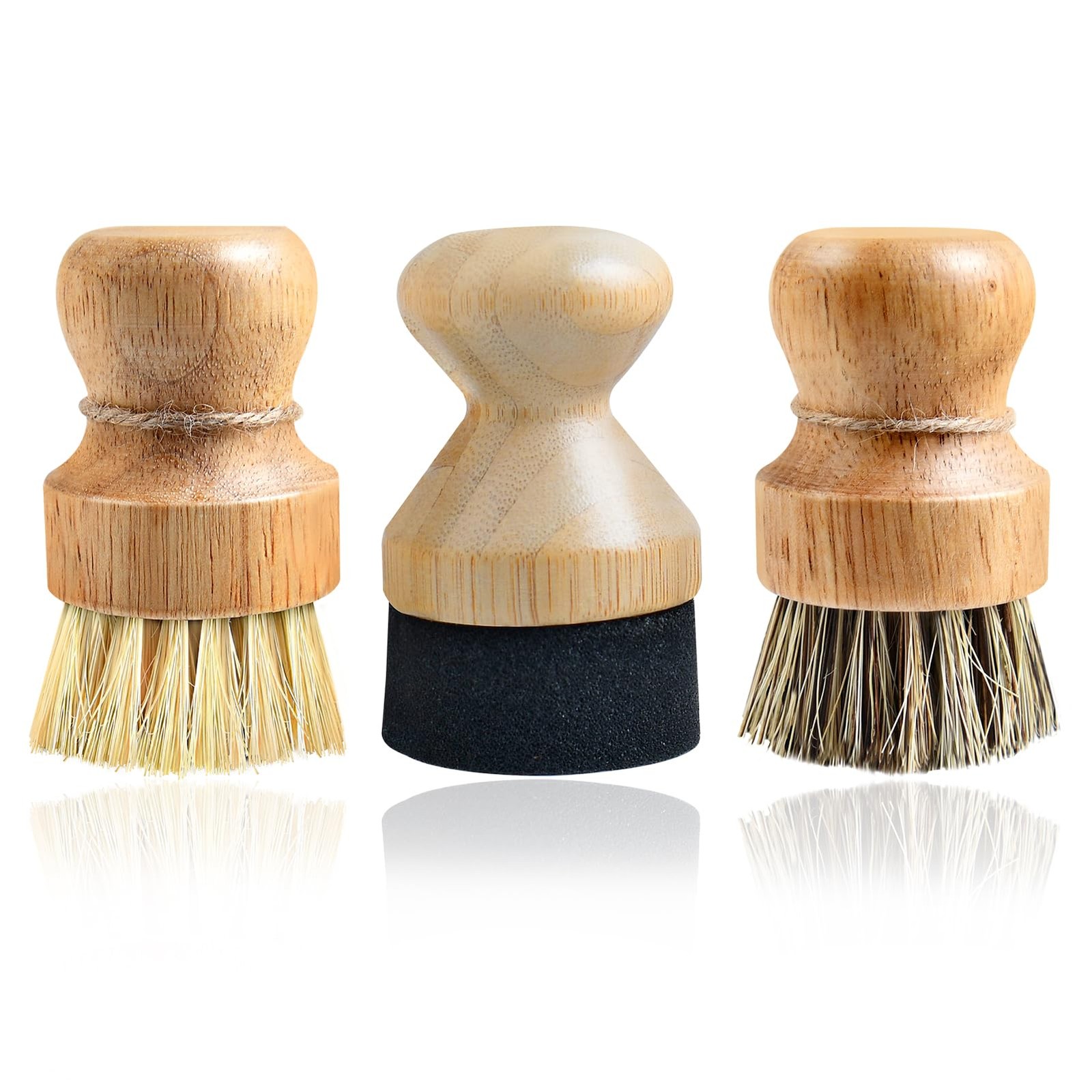 3 Pcs Cutting Board Oil Wax Applicator and Scrub Brush Set Natural Bamboo Woo…