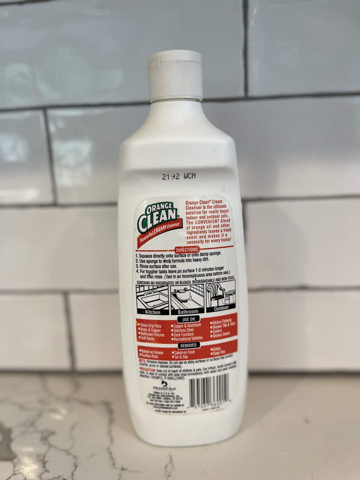 ORANGE CLEAN Powerful Cleaning Cream Cleanser Orange Glo 20 fl oz.