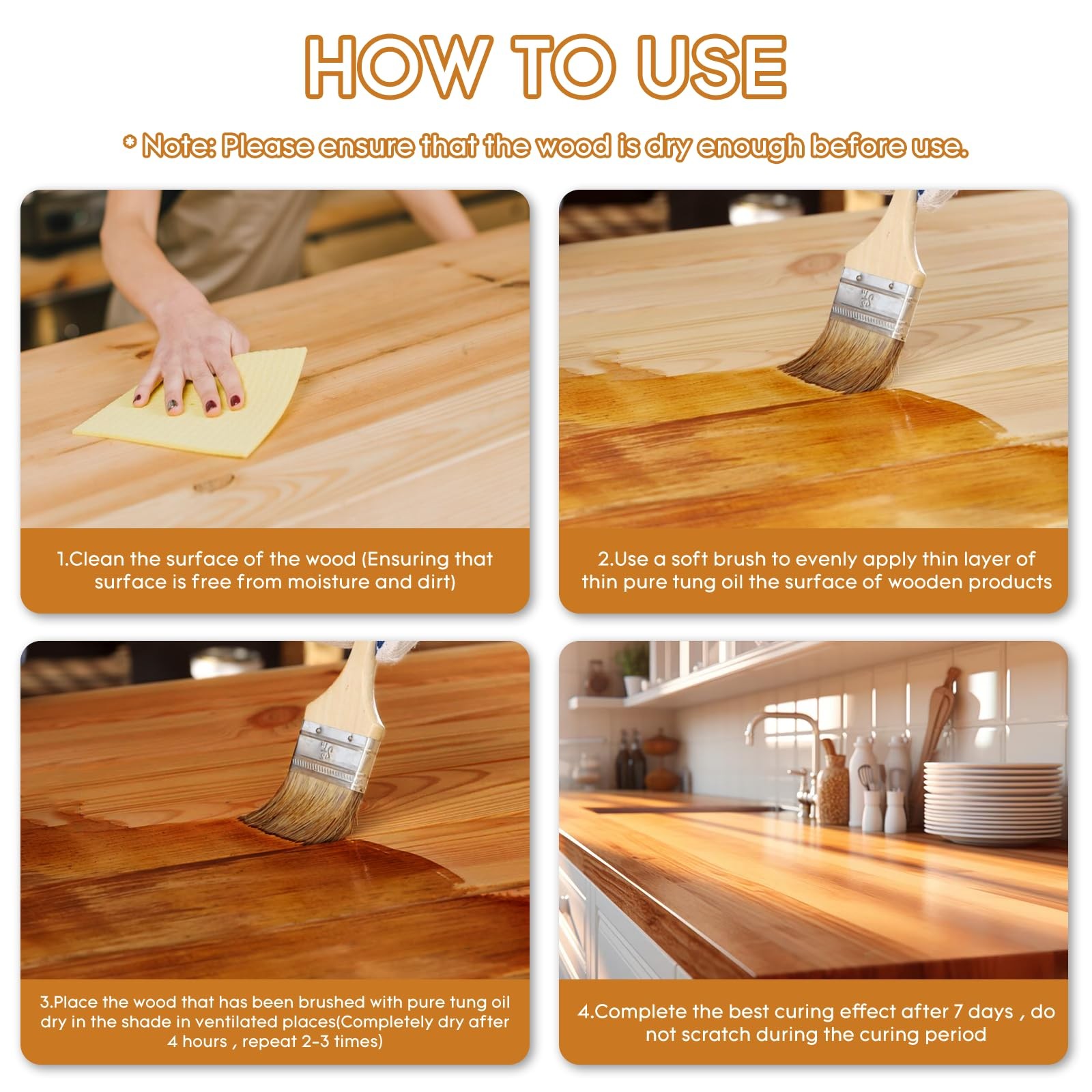 10 OZ Pure Tung Oil for Wood Outdoor/Indoor, Food Grade Sealer, Tung Oil Fini…