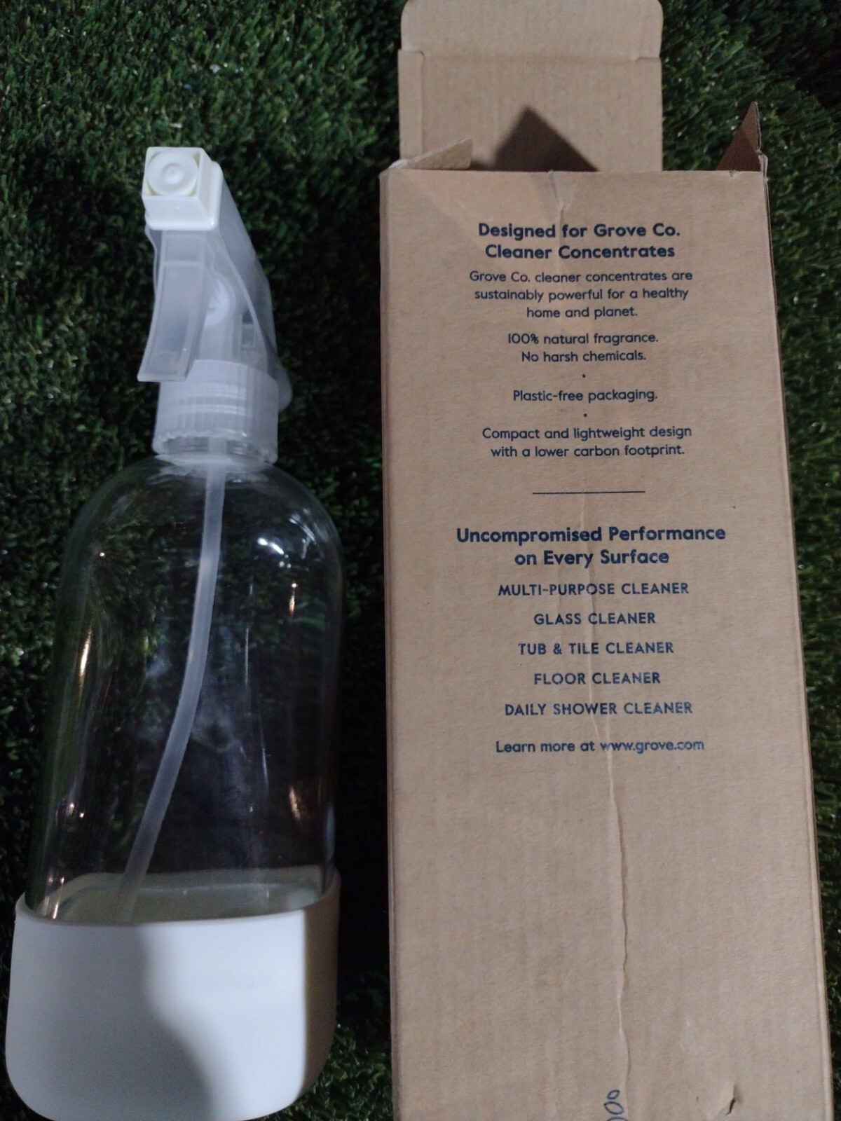 Grove Co Reusable Cleaning Glass Spray Bottle White Silicone Sleeve
