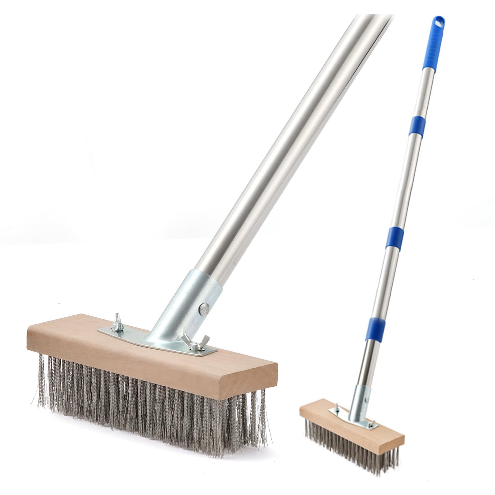 MAXMAN Stainless Steel Wire Scrub Brush with Long Handle, 63″ Heavy Duty Larg…