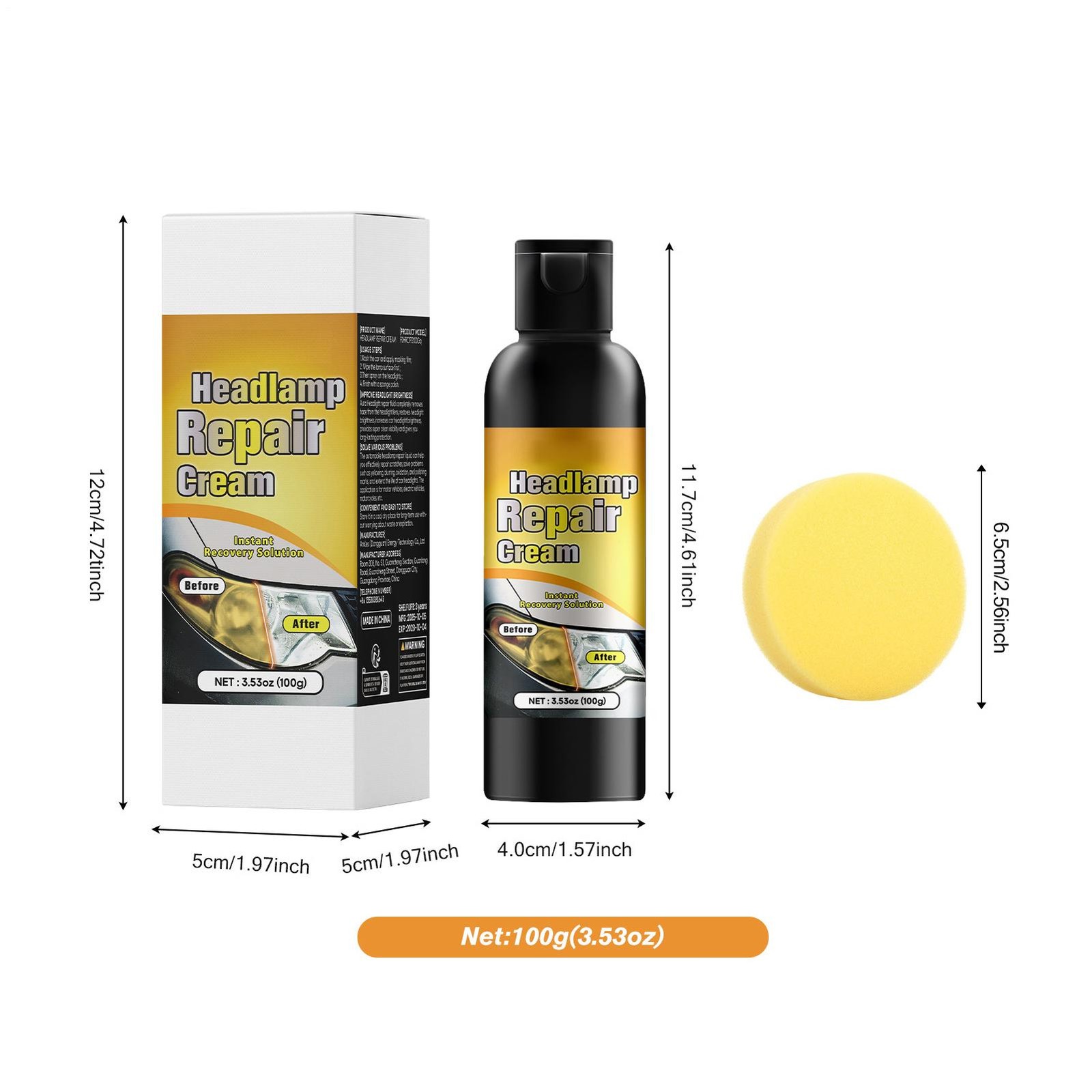 Car Headlight Restoration Kit Scratch Remover & Cleaning Polish Paste 30g