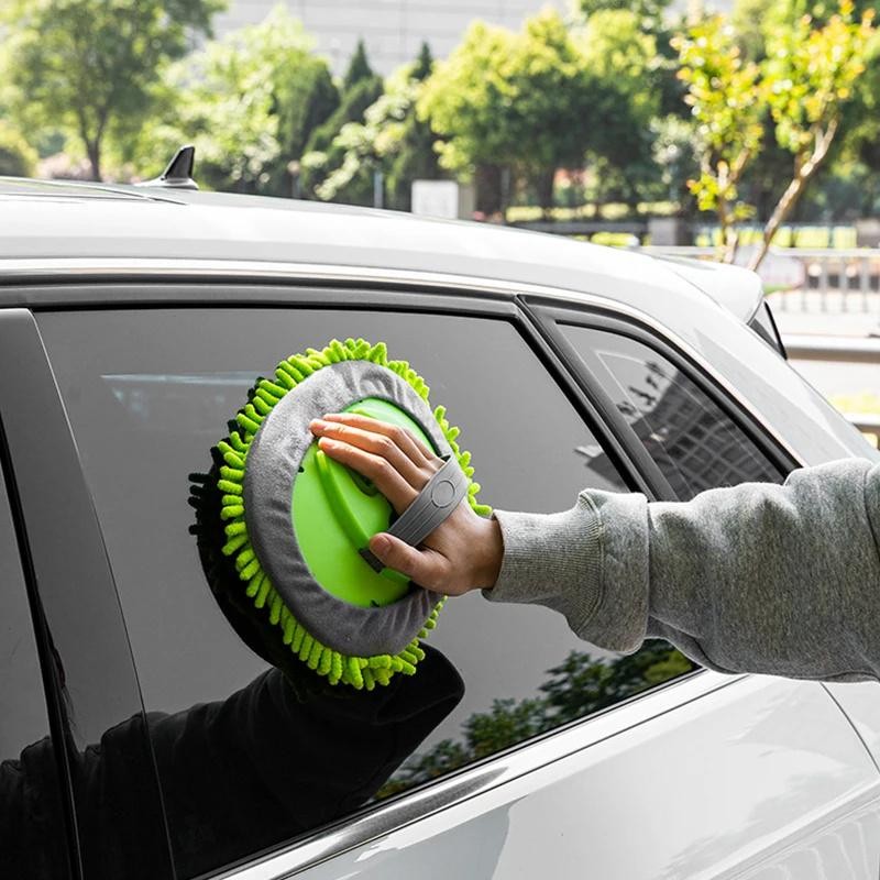 2in1 Telescopic Car Wash Brush Chenille Mop Long Handle Auto Cleaning Accessory