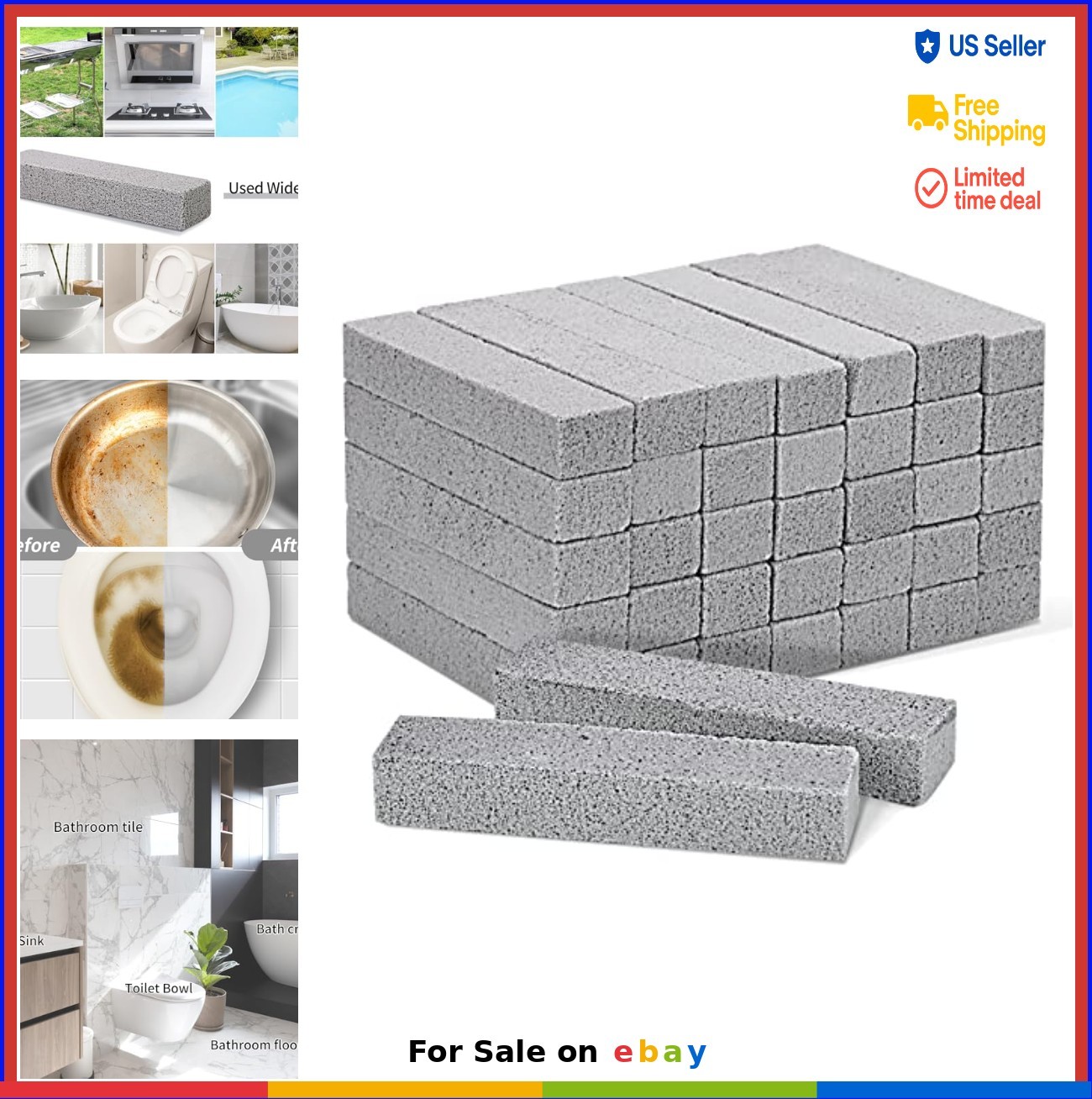 36 Pack Pumice Stones For Toilet Cleaning 5.9 x 1.4 x 0.9 Inch Limescale Bowl