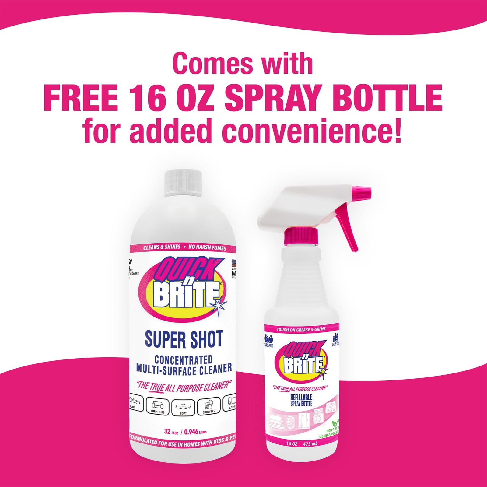 Quick N Brite Super Shot Liquid Cleaner True All Purpose Cleaner Concentrated 32