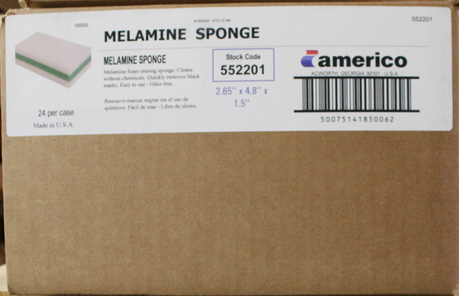 4.8″ x 2.65″ x 1.5″ Melamine Sponge, case of 24