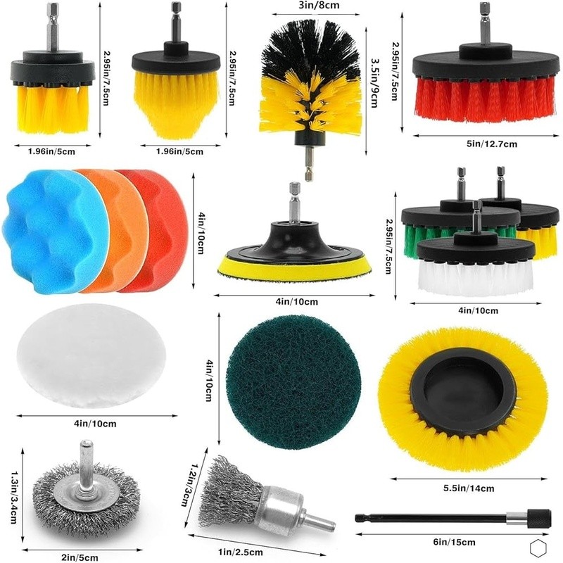 30Pcs Household Cleaning Kit Drill Brush Set Power Scrubber Brushes Pads New