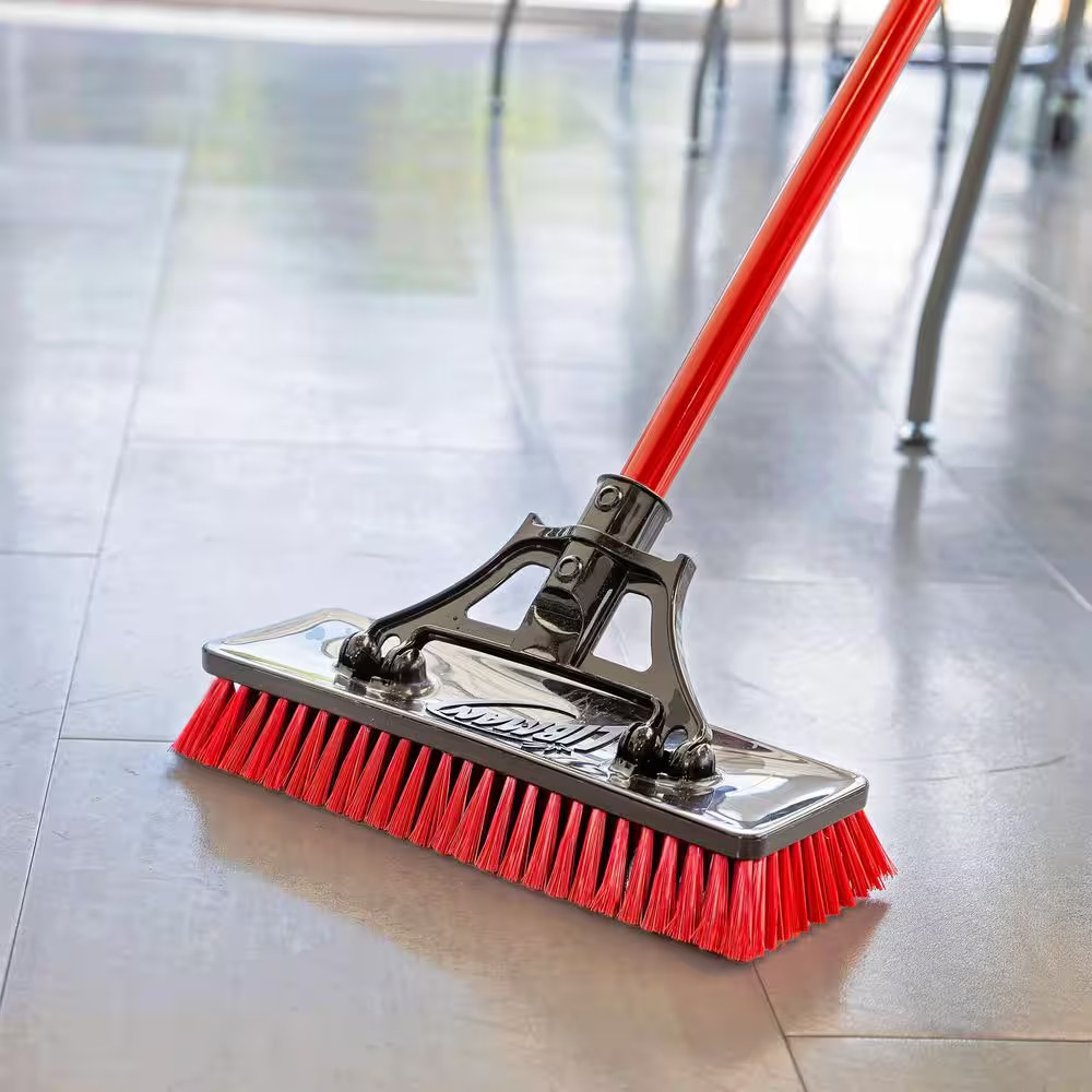 13.5 In. High Power Extra-Large Heavy-Duty Floor Scrub Brush with Steel Handle