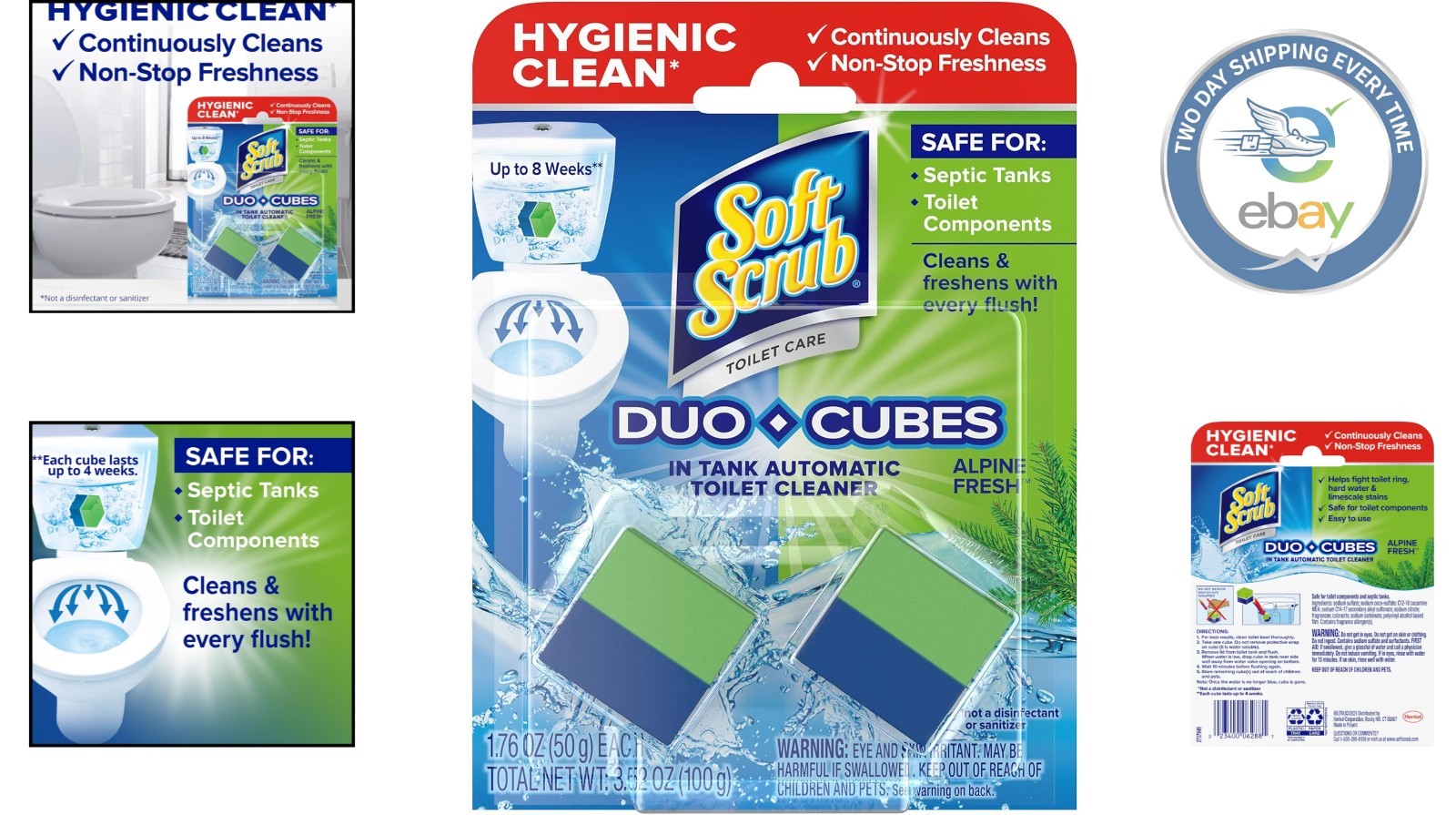 2 Duo-Cubes In-Tank Toilet Cleaner – Alpine Fresh Scent – Lasts 8 Weeks