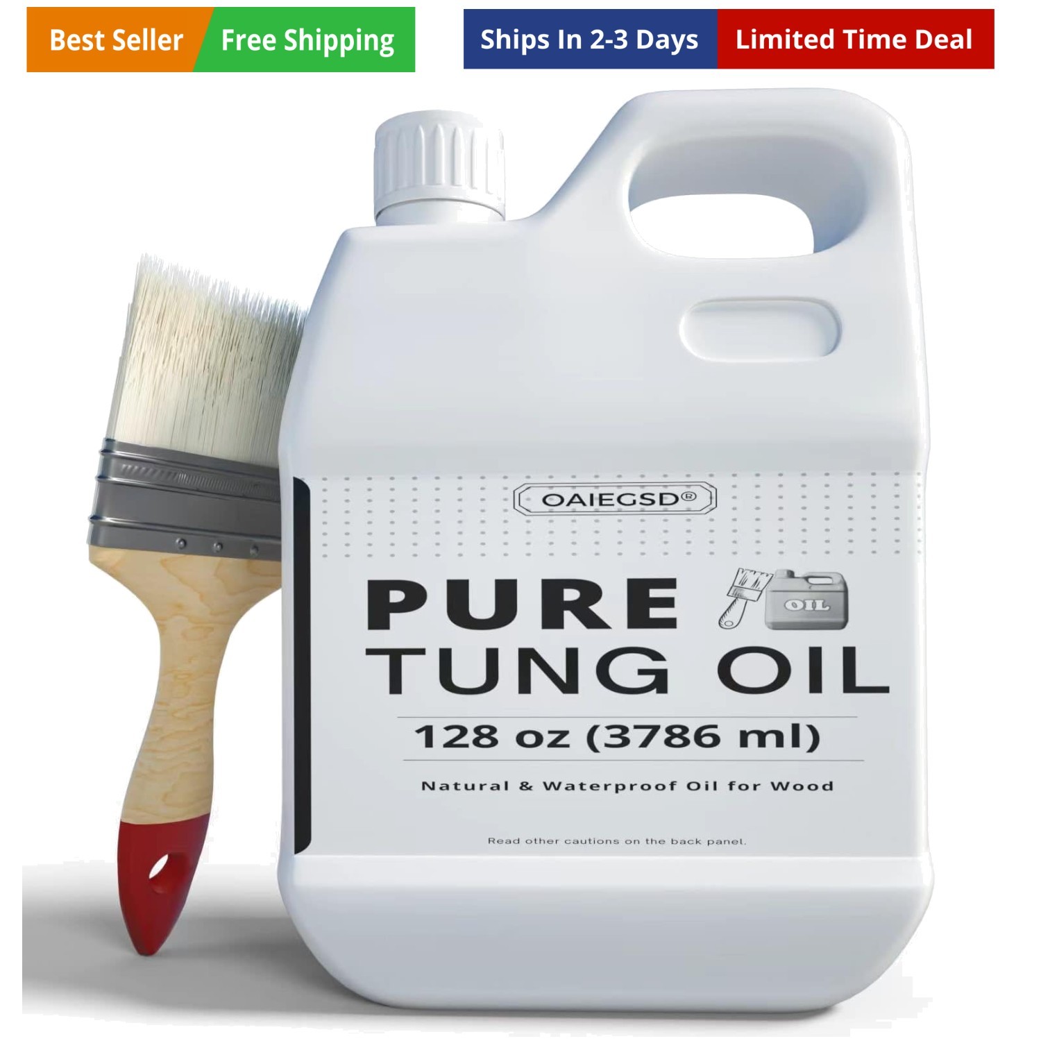 100% Pure Tung Oil for Wood Outdoor with Brush, Safe Food Grade Tung Oil Gall…