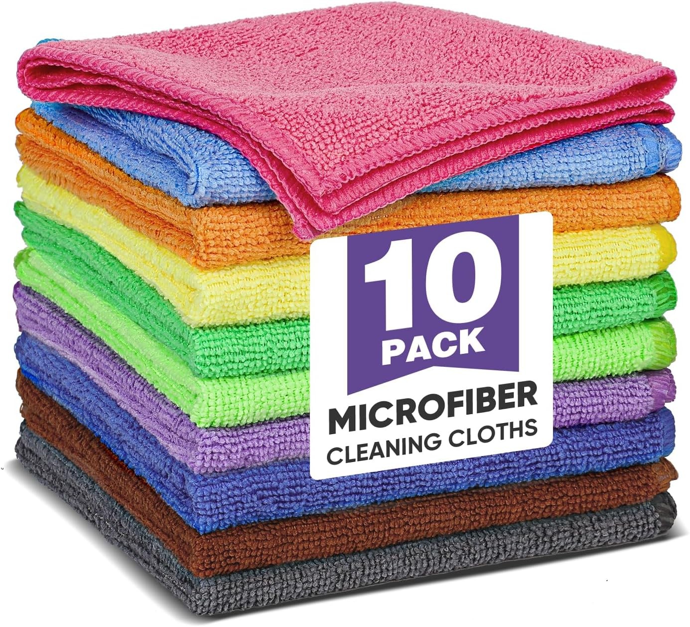 10 Colors Microfiber Cleaning Cloths, Assorted Cleaning Rags,