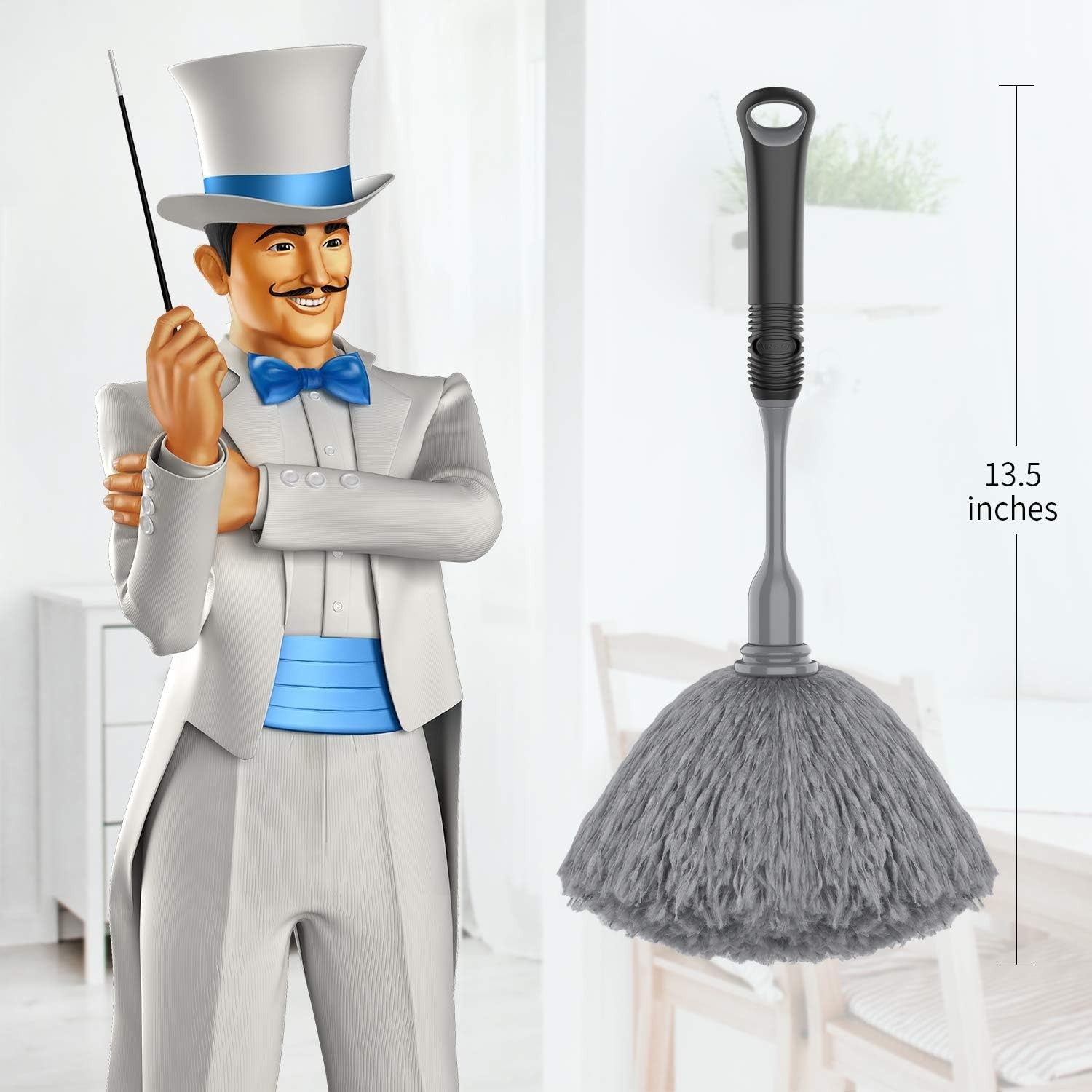 Microfiber Delicate Duster with Comfortable Grip & Washable Head – Gray & Black