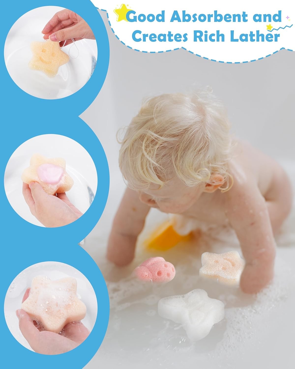 Konjac Baby Spon for Bathing, Natural Cute Shapes, Kids Bath