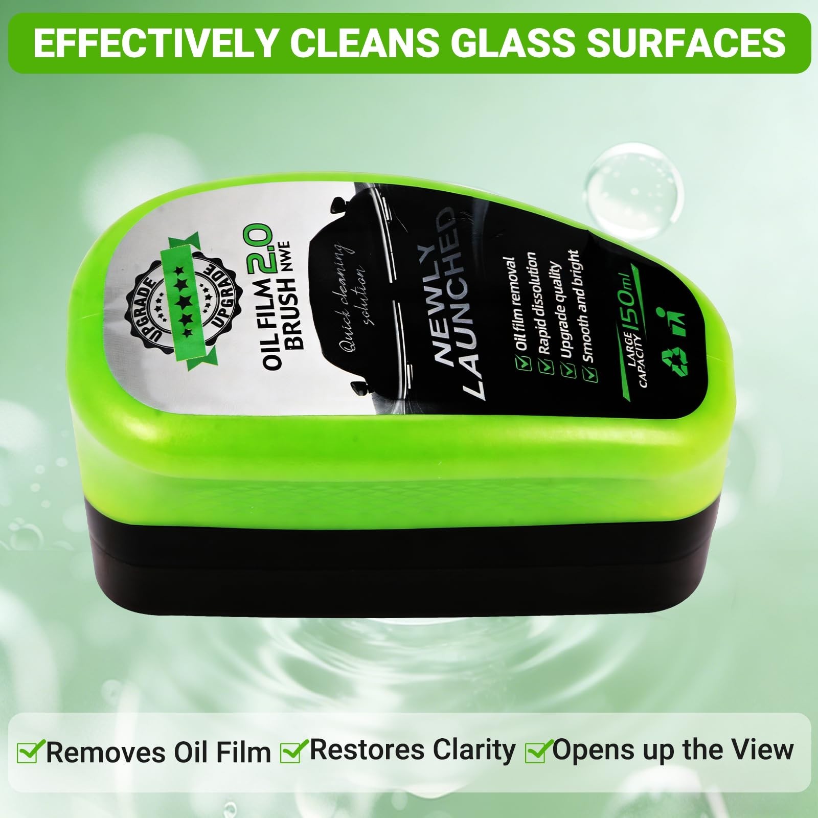 Oil-Free Car Glass Cleaner 2PCS – Upgrade Automotive Windshield Brush Tool, Clea
