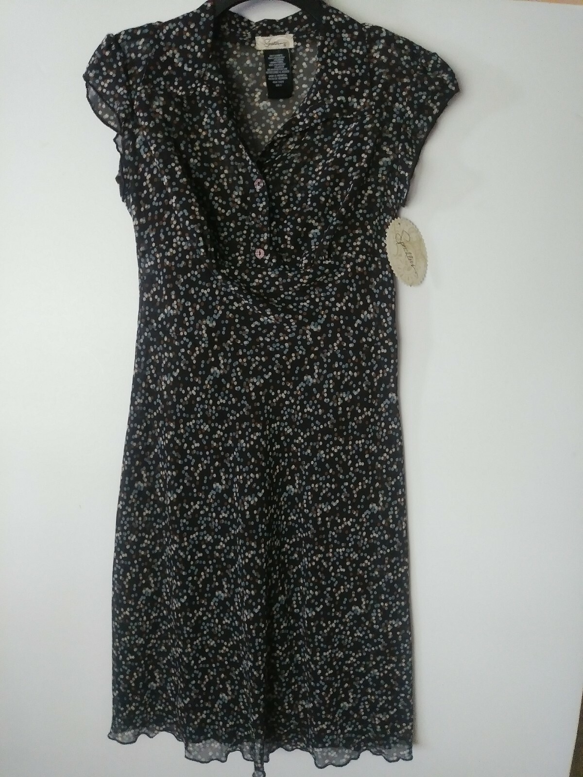 SPEECHLESS JUNIORS DRESS BROWN WITH DOTS 2 PIECES SIZE 5 NWT POLYESTER WASH COLD