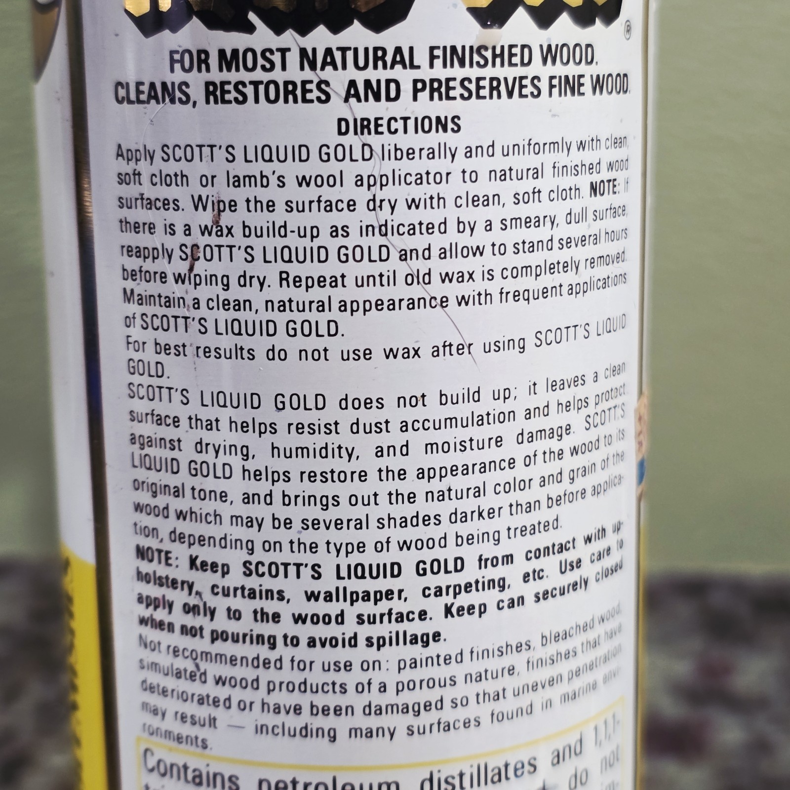 Scott’s Liquid Gold Pourable Lemon Scent Vintage Wood Cleaner Preservative
