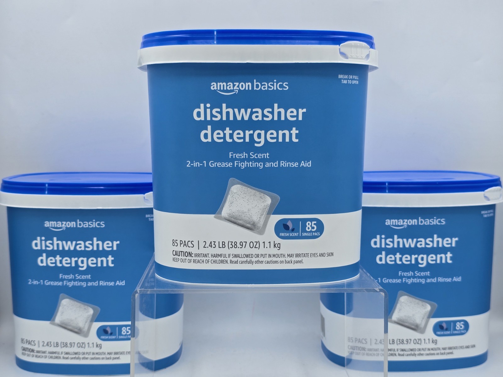 Amazon Basics Dishwasher Detergent Pacs Fresh Scent, 170 (3 x 85) Count Pods NEW