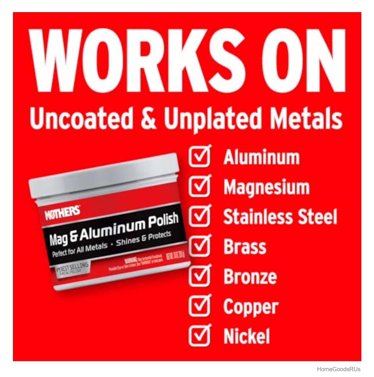 Metal Polish 10 Ounce Aluminum Stainless Steel Brass Chrome for Wheels Trim