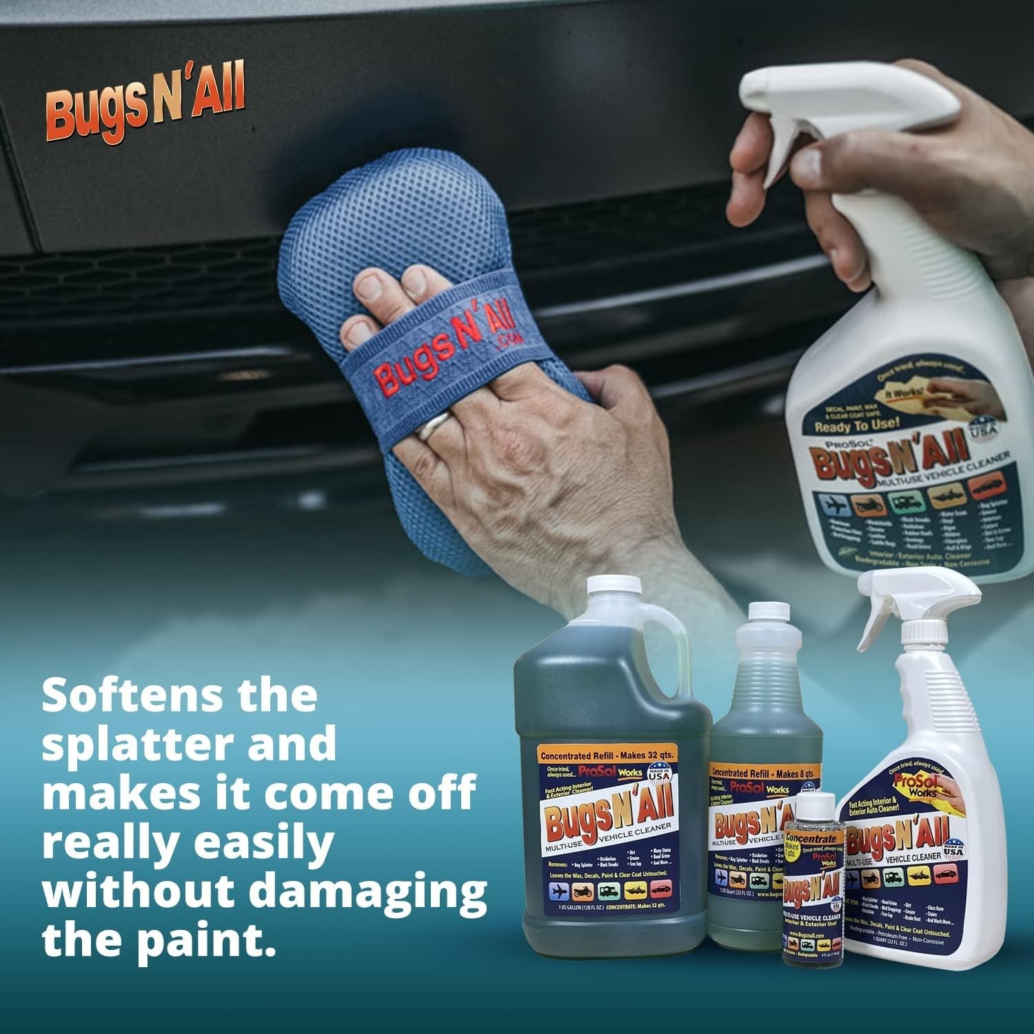 Bugs N’ All Multipurpose Car Cleaner & Degreaser – Bug & Tar Remover Concentr…