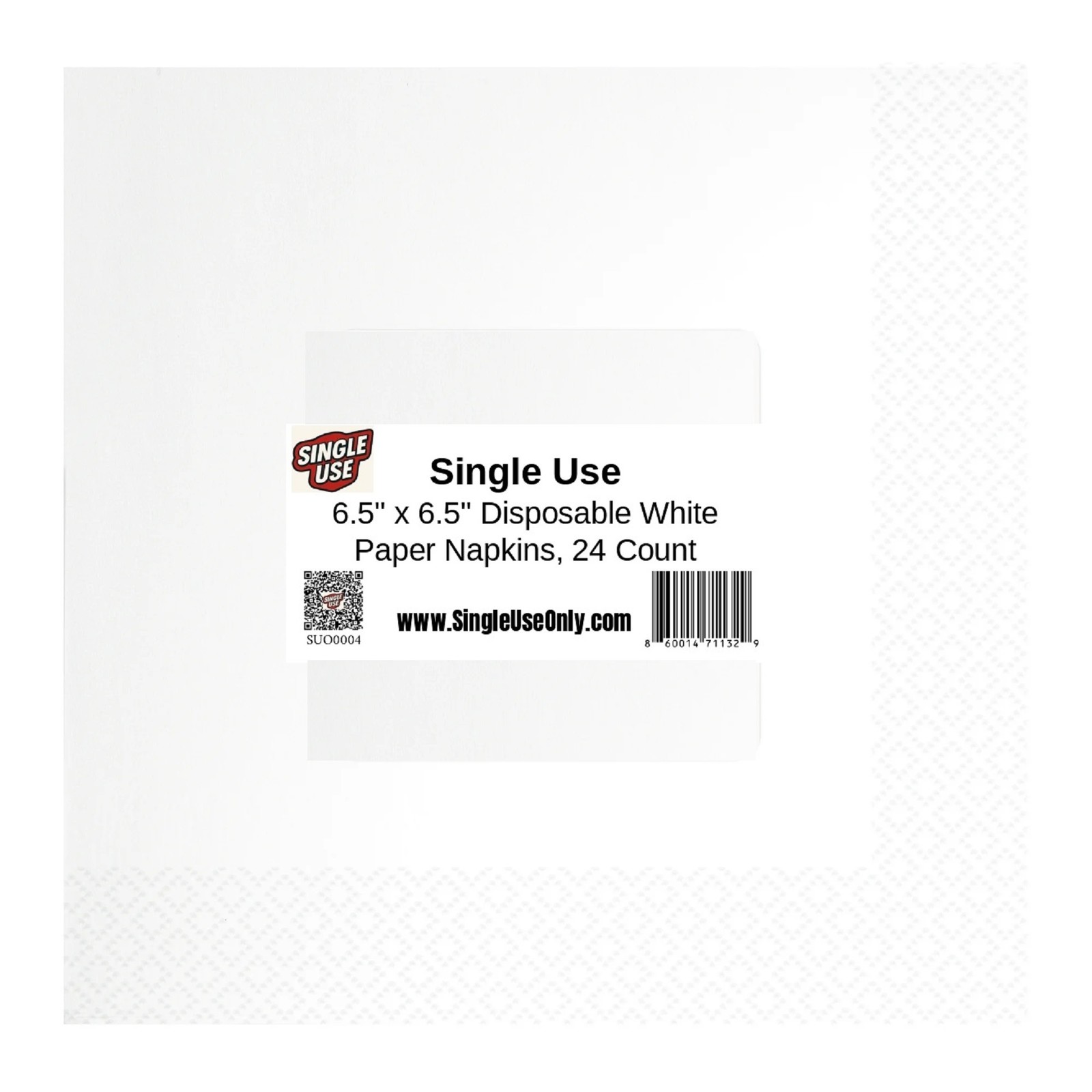 Single Use | 6.5″ x 6.5″ Disposable White Paper Napkins, 24 Count