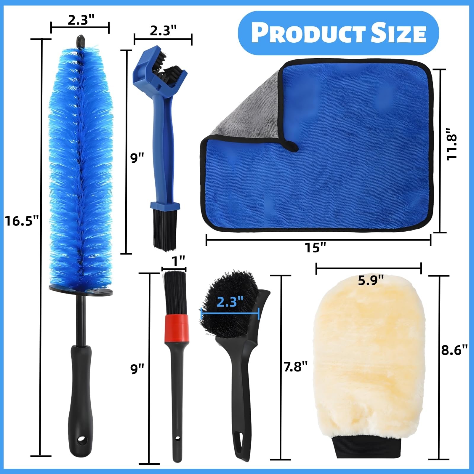 Set of 6 Motorcycle Cleaning Brush Kit, Motorcycle Detailing Wash Kit, Includ…