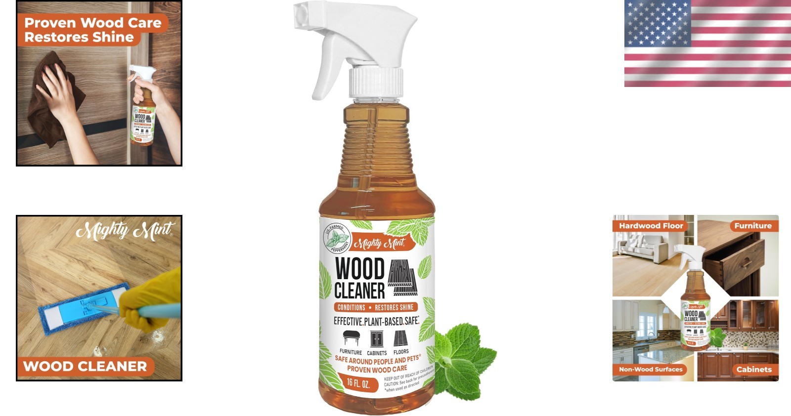 Luxurious Wood Cleaner & Conditioner Spray – 16oz Plant-Based Peppermint Fresh