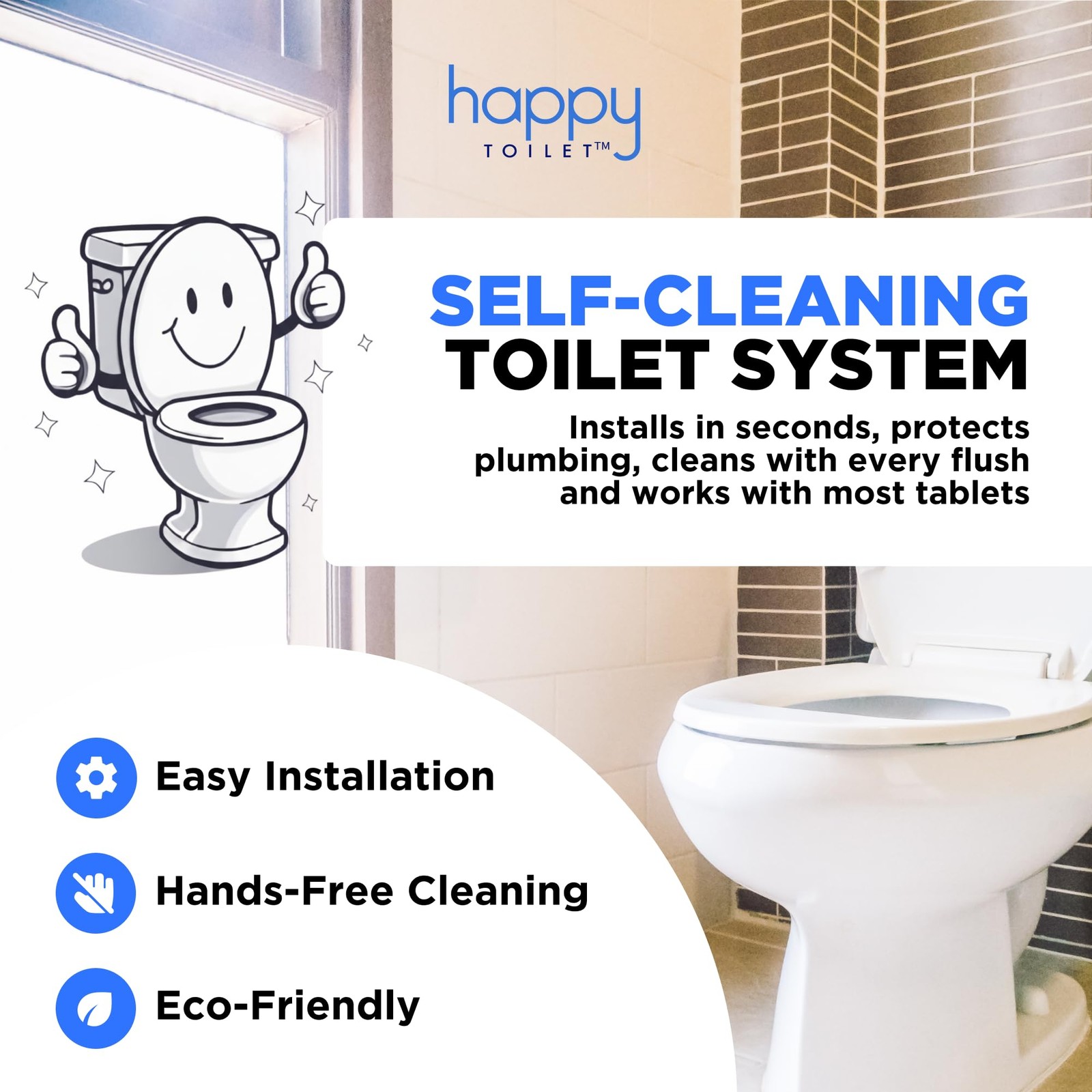 Happy Toilet Cleaner Automatic Toilet Bowl Cleaner – Easy to Install Toilet T…