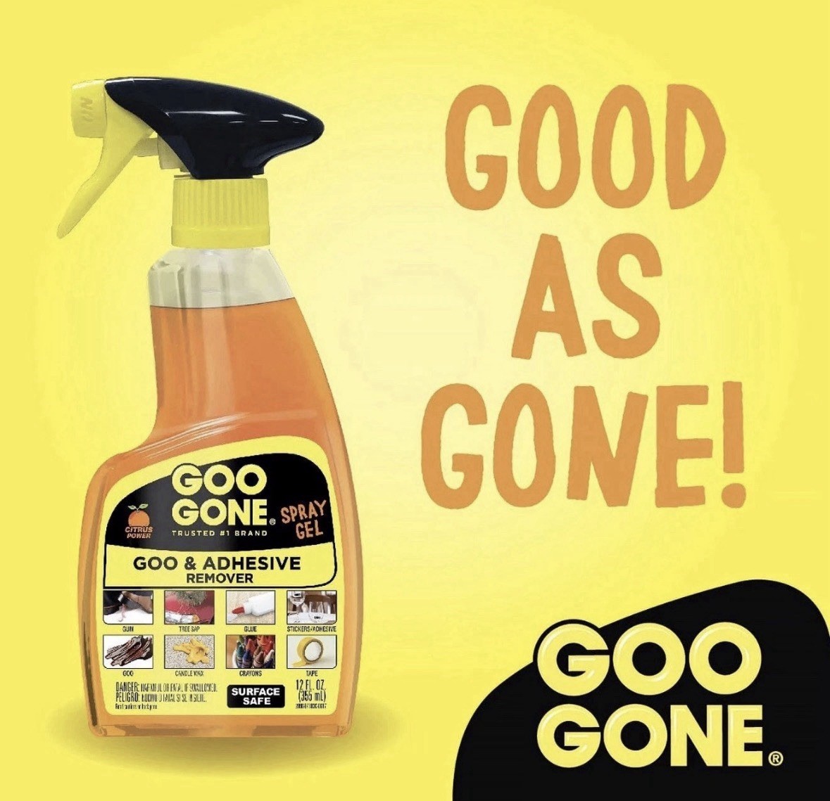Goo Gone Spray Gel 12 Oz Fresh Citrus Scent (2 Bottles)