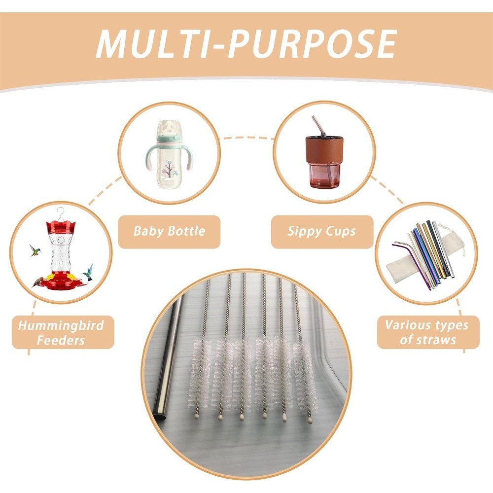 2-Pack es with Nylon Bristles for Metal Glass Silicone
