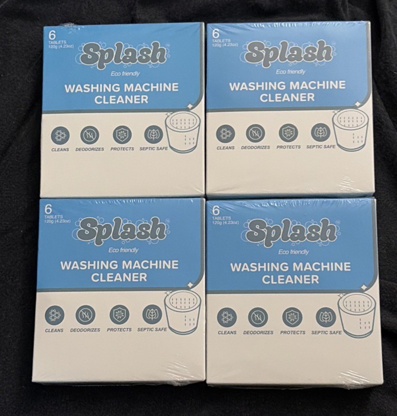 Lot of 4 ~ Splash Spotless Washing Machine Cleaner Tablets Deep Cleaning Formula