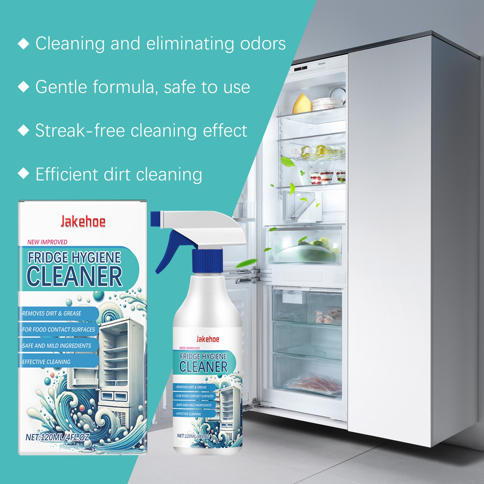 Refrigerator Cleaner Spray Deep Cleaning Deodorizing for Fridge & Freezer