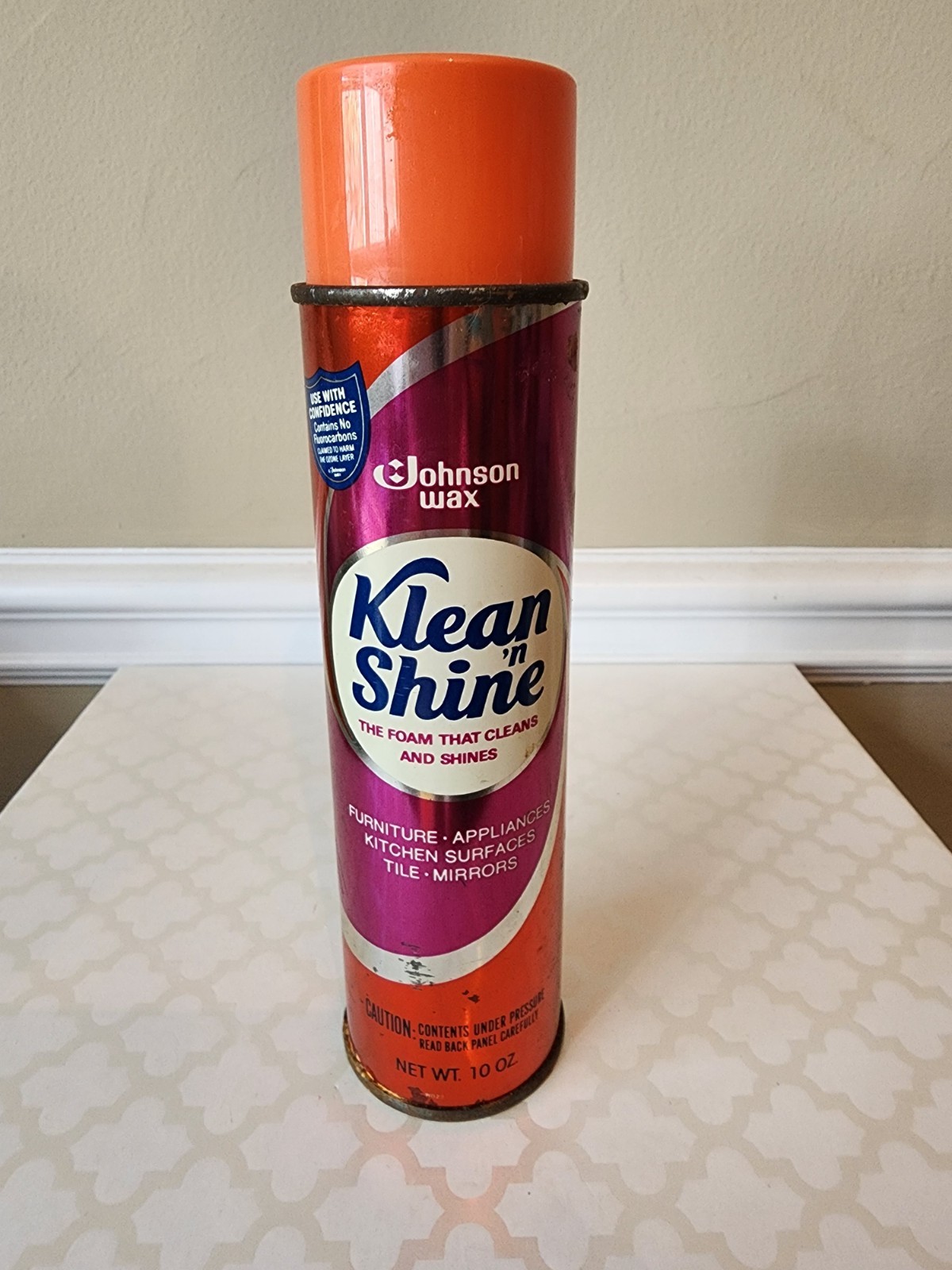 Vtg Johnson Wax Klean ‘n Shine Used Foam All Purpose Cleaner 10oz Spray Can