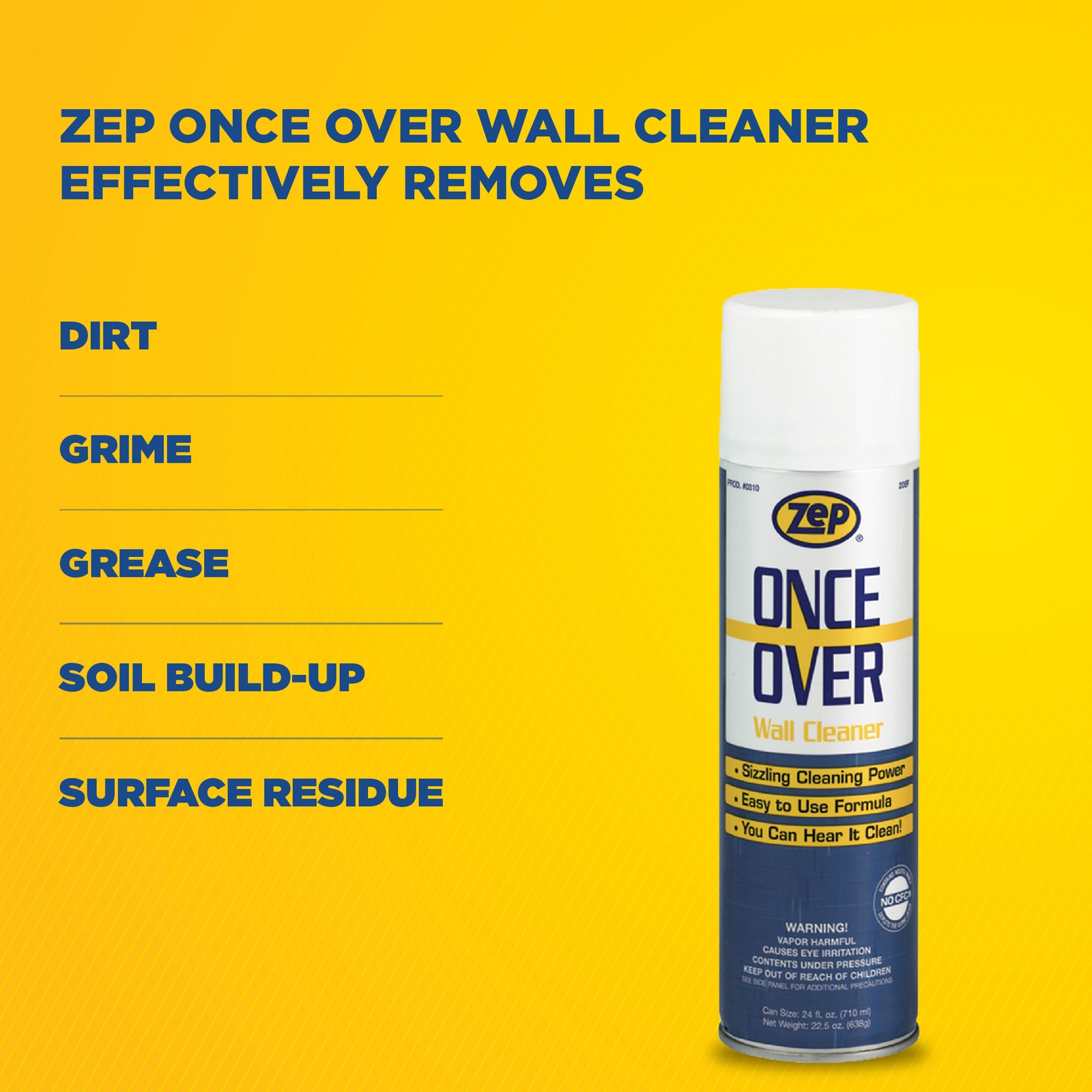 Zep Once Over Wall Cleaner – 18 oz (Case of 12) – 31001 – Sizzling Foaming