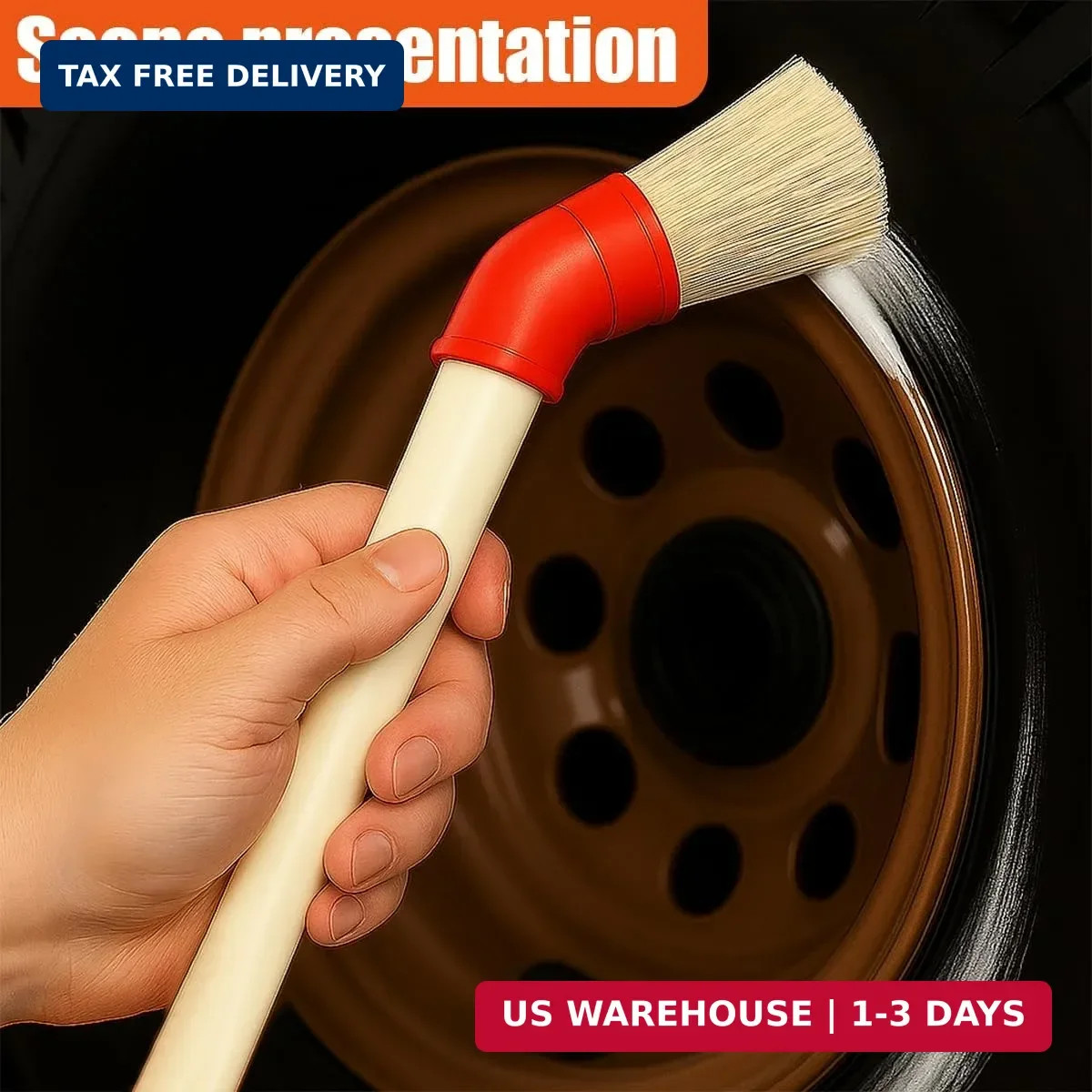 2PCS Car Curved Tire Mounting Paste Lube Brush, 45 Degree Angle Head Auto Wheel