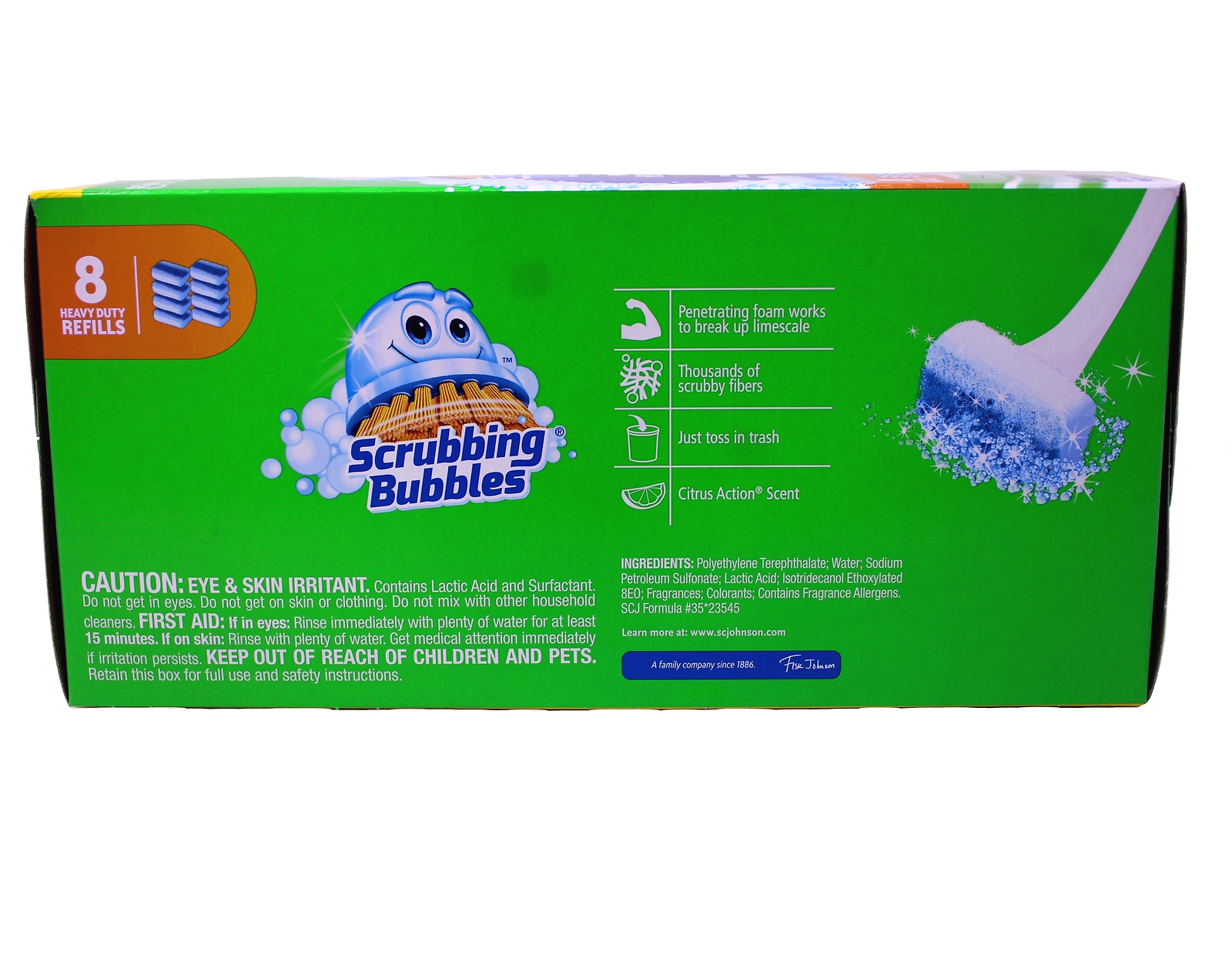 3 Pack Scrubbing Bubbles Fresh Brush Heavy Duty Flushable Refills Citrus, 8 Pads