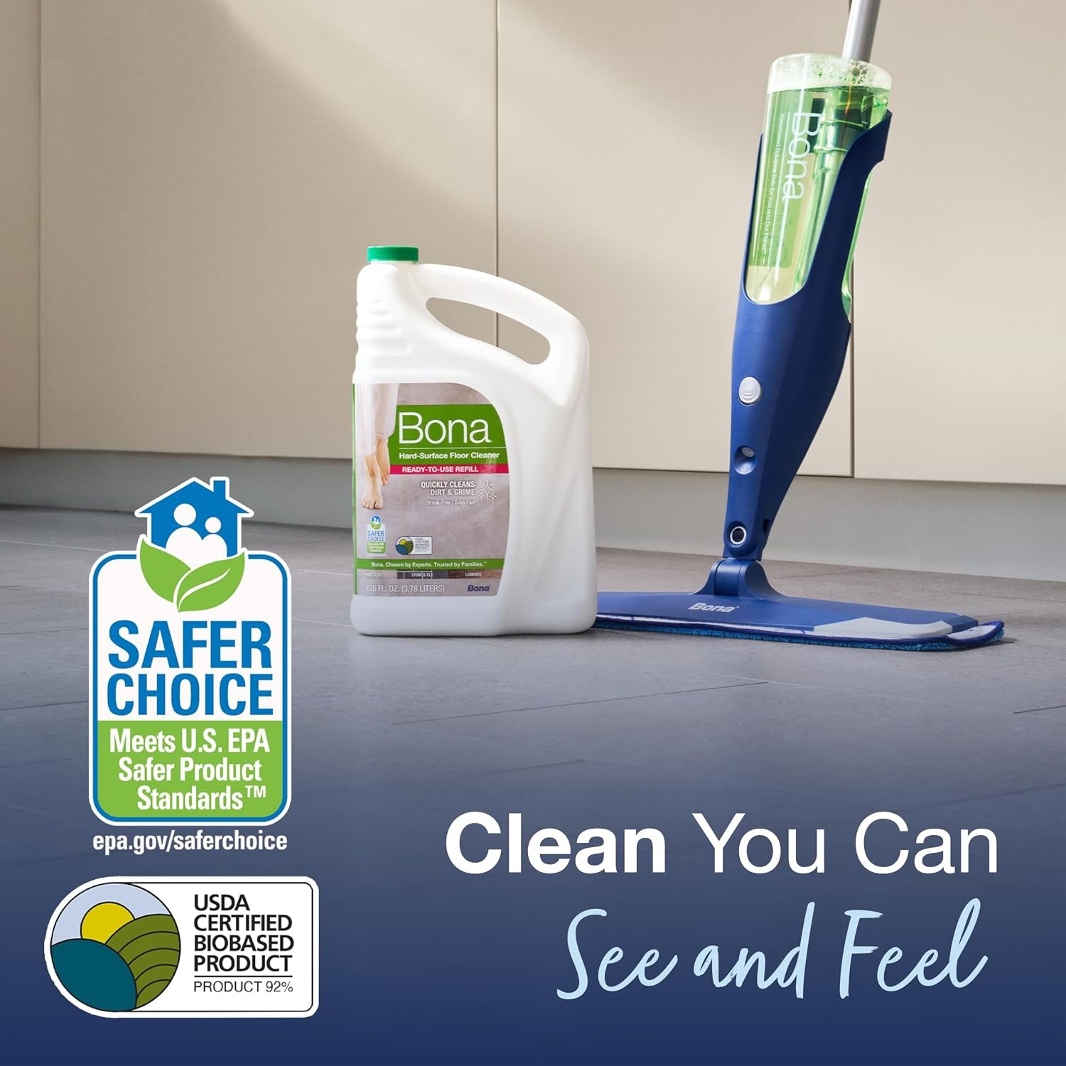 Bona Multi-Surface Floor Cleaner Refill 128oz Unscented Spray Mop Solution