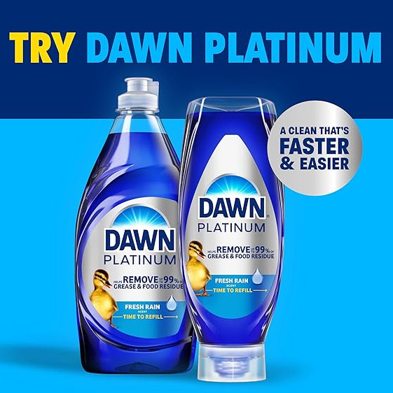 Dawn Dish Soap Refill Jug, Large Size Blue Liquid Dishwashing Detergent 51.5 oz